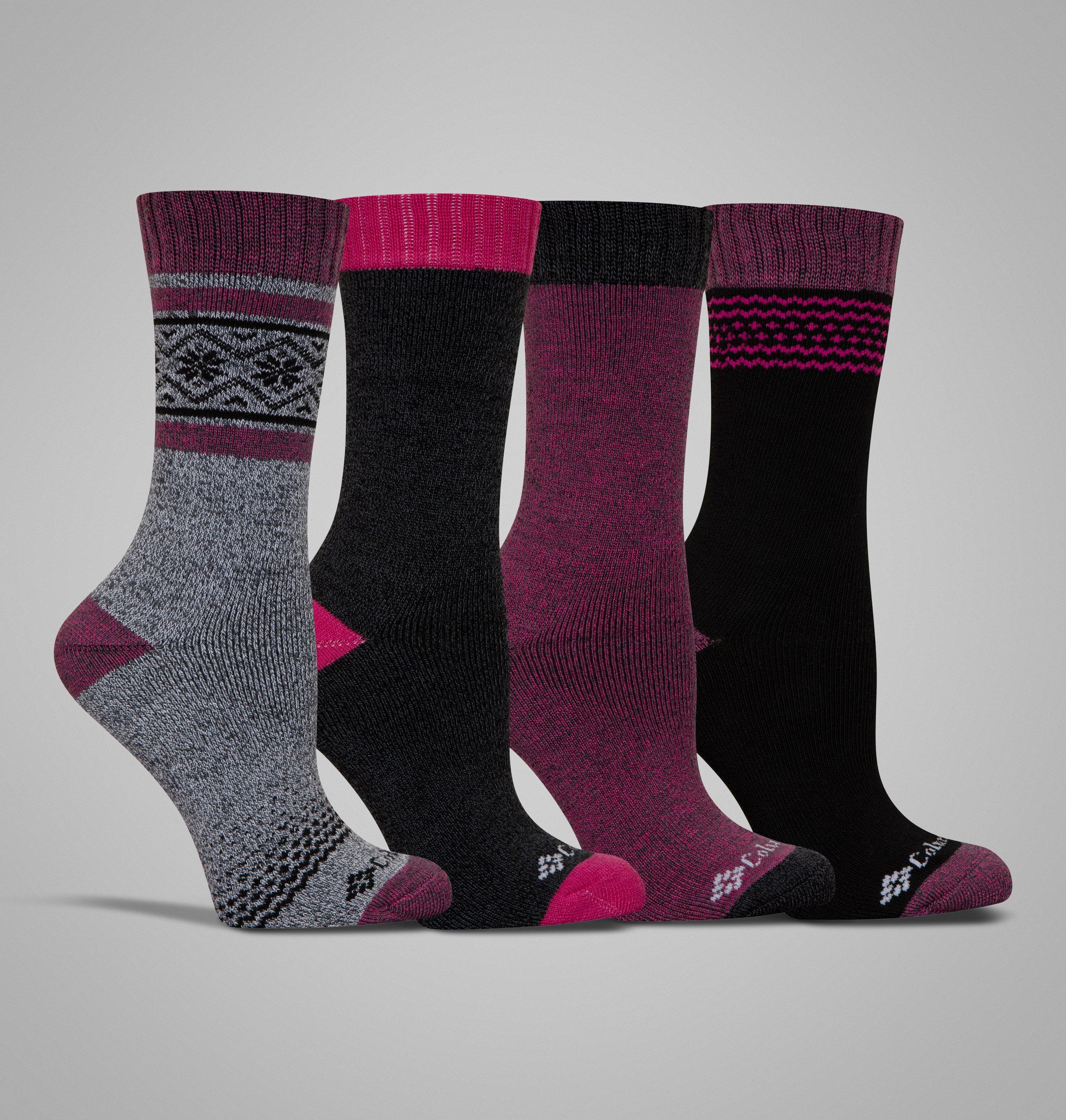 Columbia Women's Moisture Control Snowscape Crew Socks - 4 Pack-