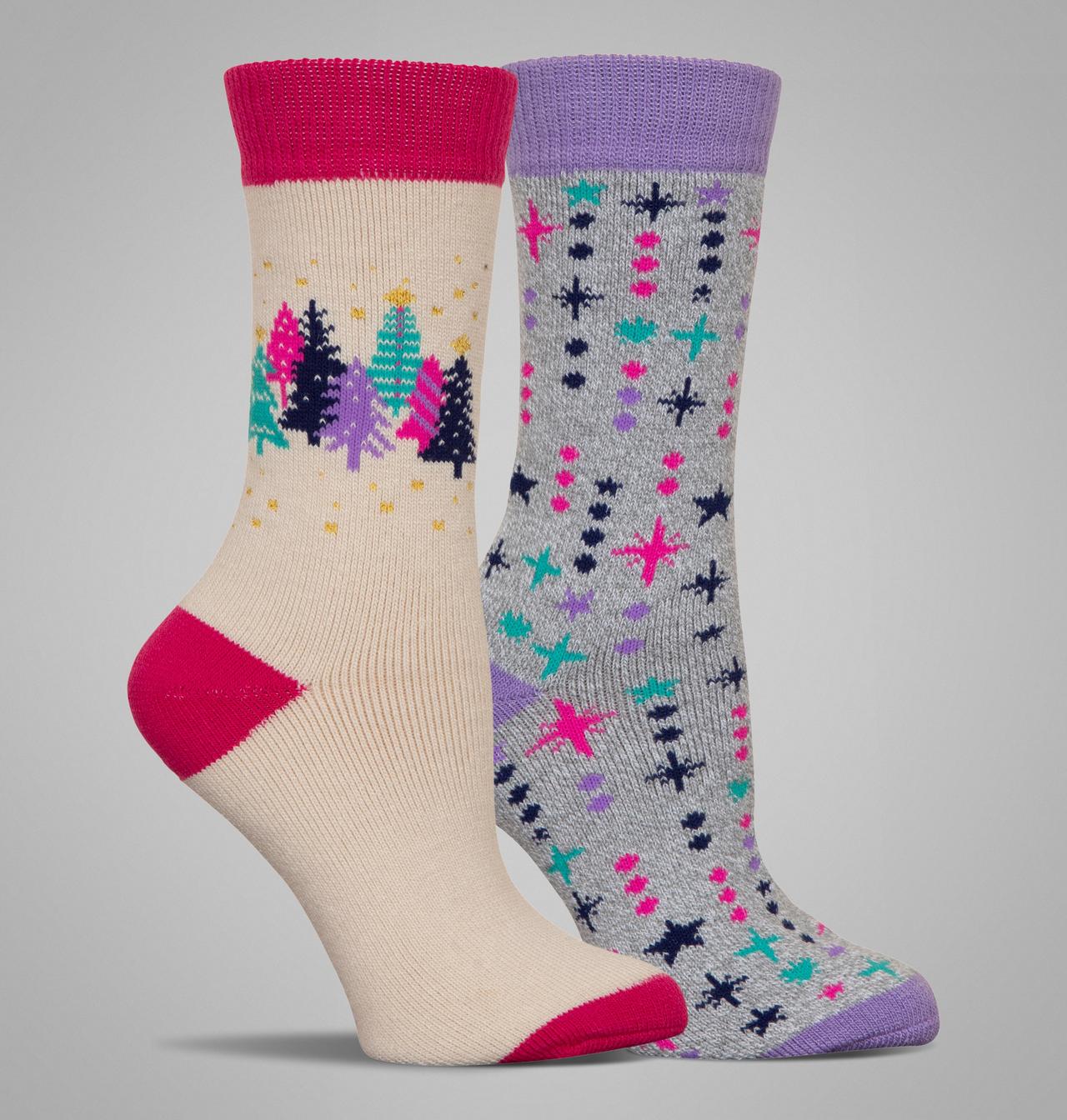 Women's Festive and Bright Medium Weight Thermal Socks - 2 Pack 1