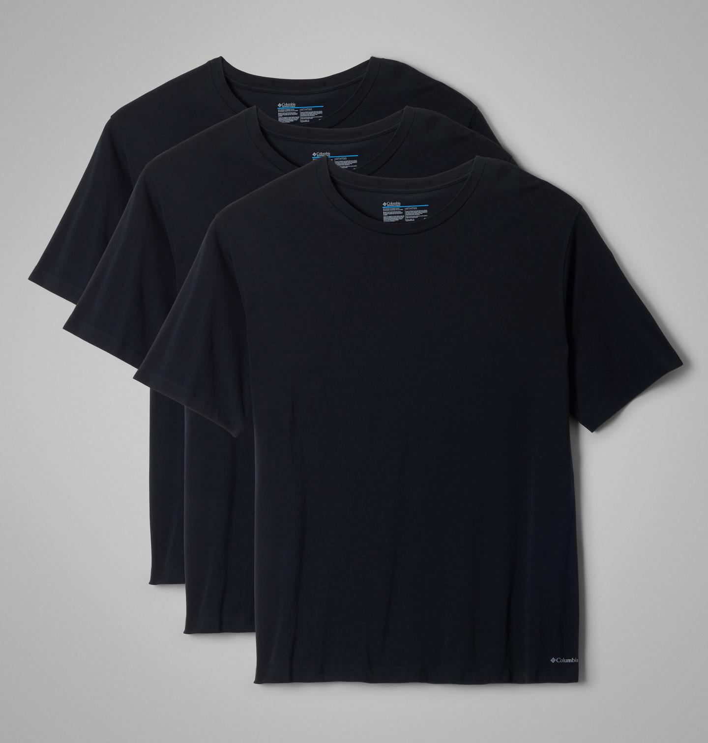 Мужские футболки Columbia Cotton Stretch Crew Neck Tee - Big- 3 Pack, цвет: Чёрный — фото 1