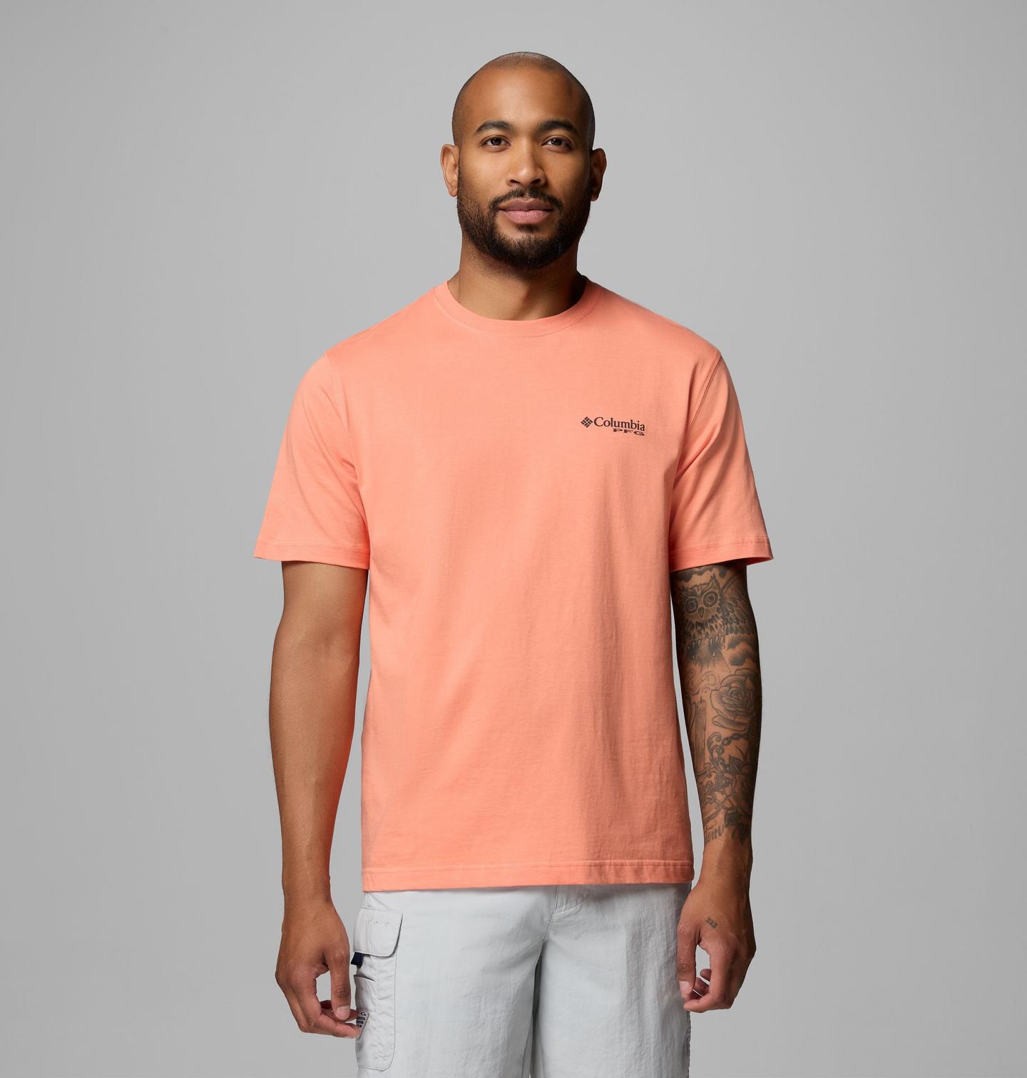 Мужская футболка Columbia Beaching Truck PFG Short Sleeve, цвет: Яркий персиковый — фото 3