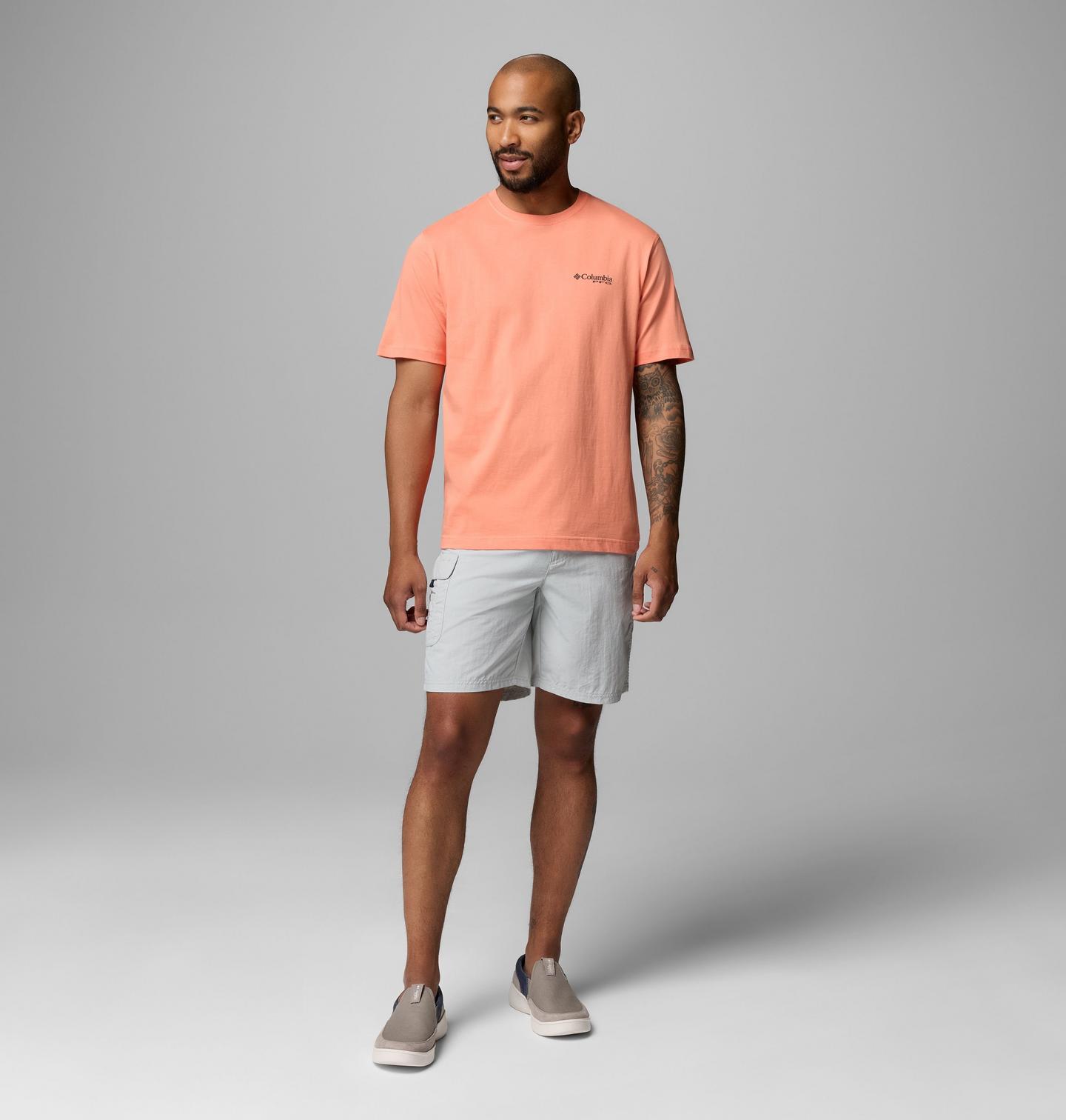 Мужская футболка Columbia Beaching Truck PFG Short Sleeve, цвет: Яркий персиковый — фото 2