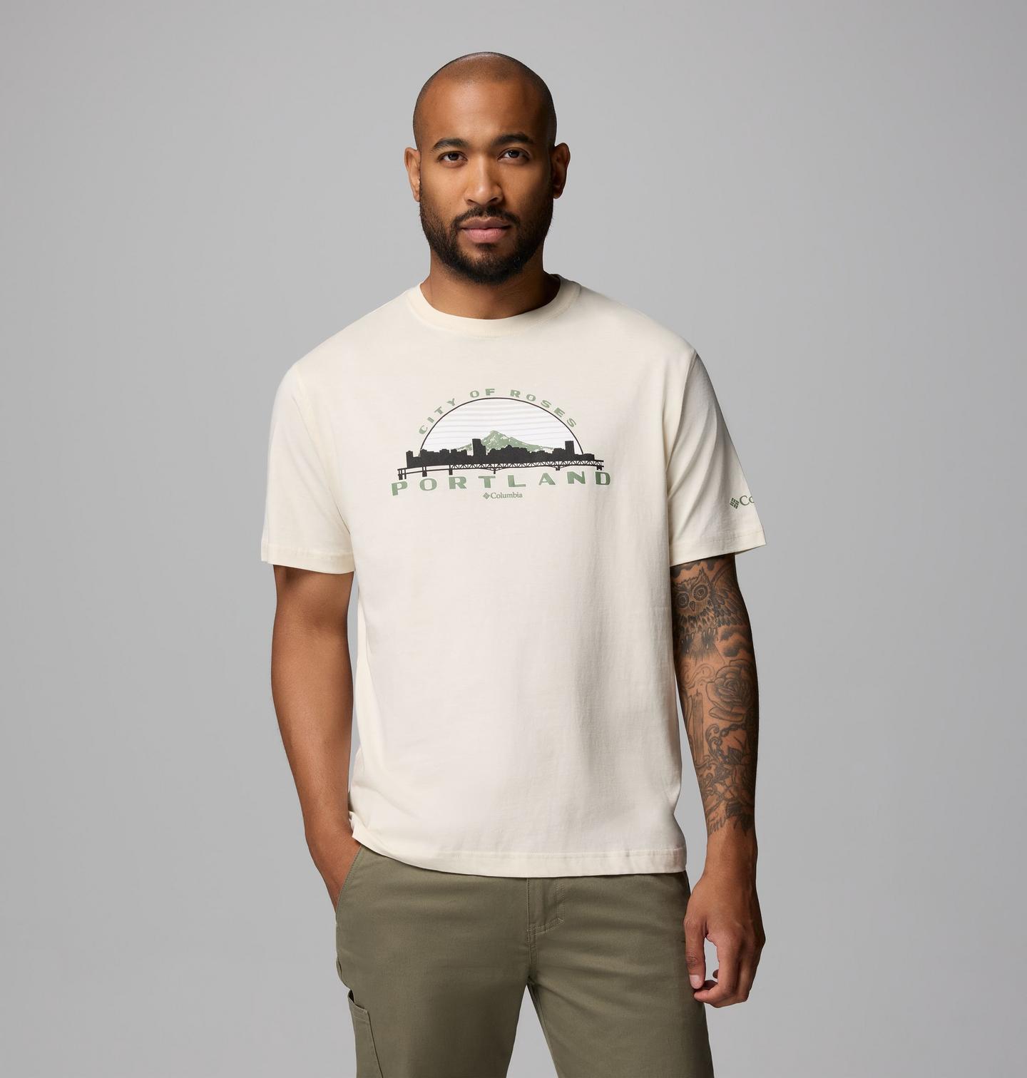 Мужская футболка Columbia Buckman PDX OR CSC Short Sleeve, цвет: Меловой — фото 1