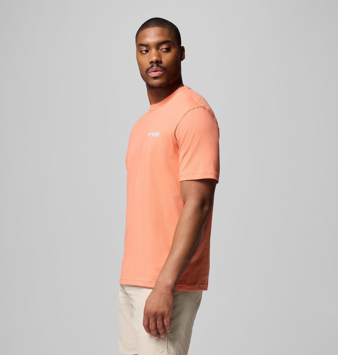 Мужская футболка Columbia PFG Everglades Graphic, цвет: Яркий персиковый — фото 3