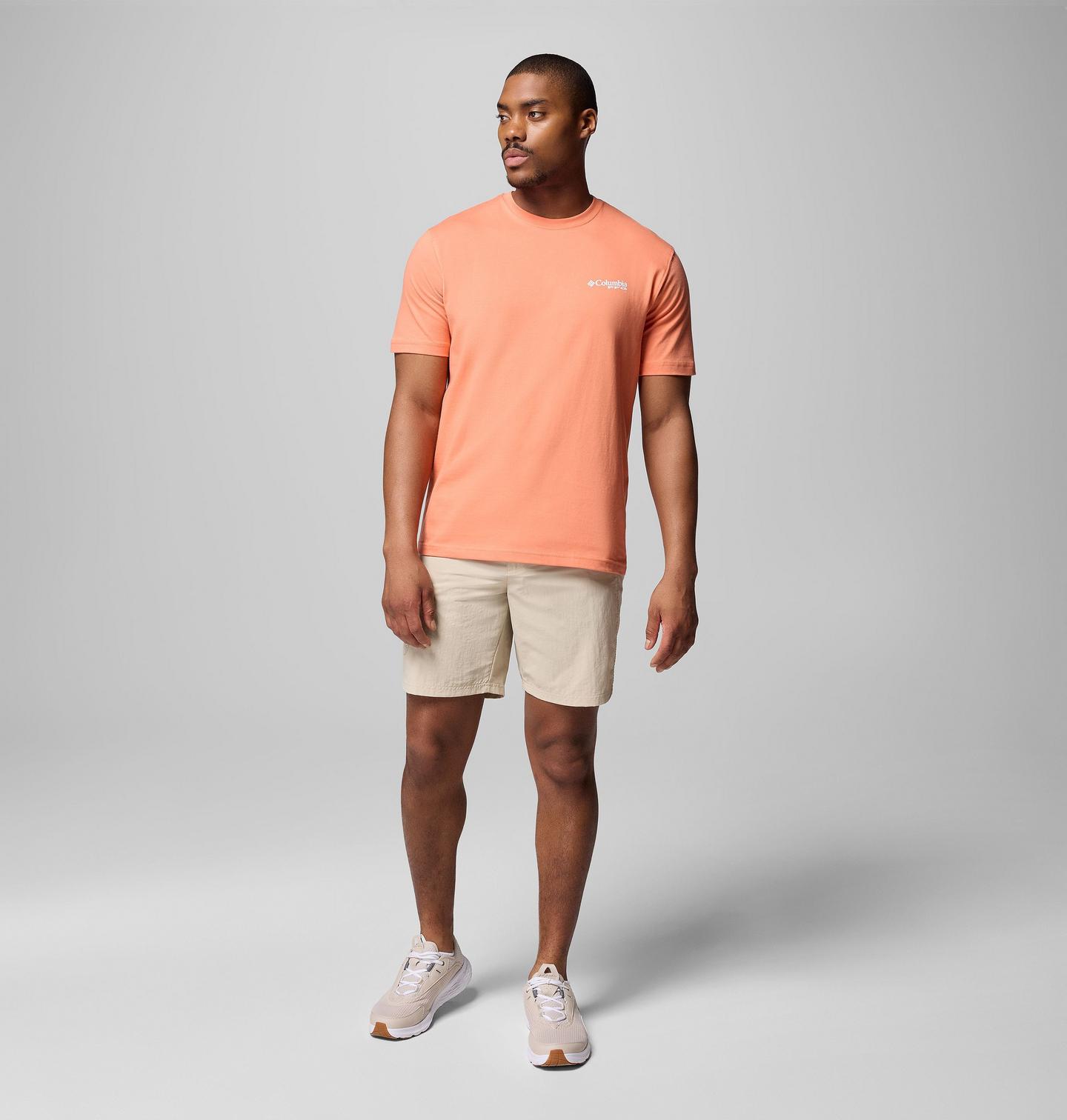 Мужская футболка Columbia PFG Everglades Graphic, цвет: Яркий персиковый — фото 2