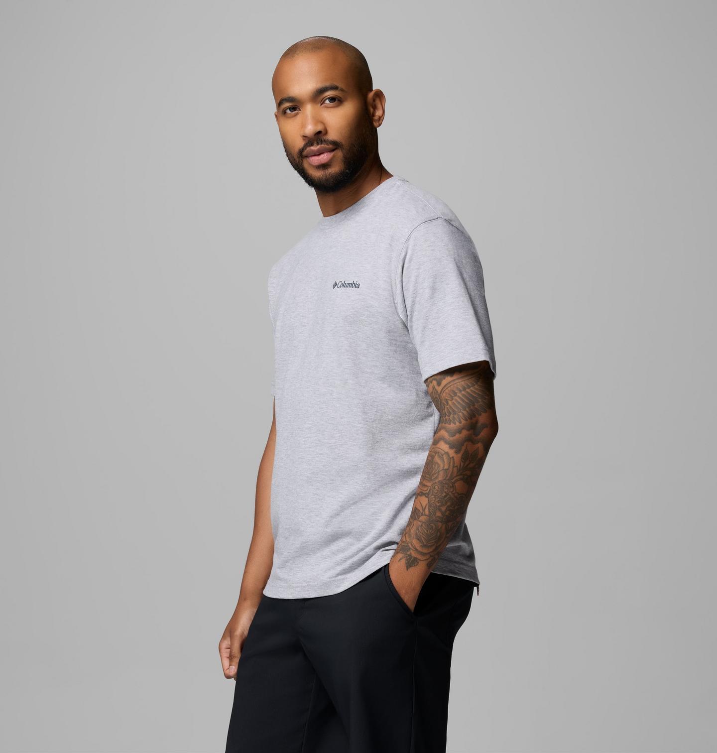 Мужская футболка Columbia Flag CO CSC Short Sleeve, цвет: Серый меланжевый — фото 3