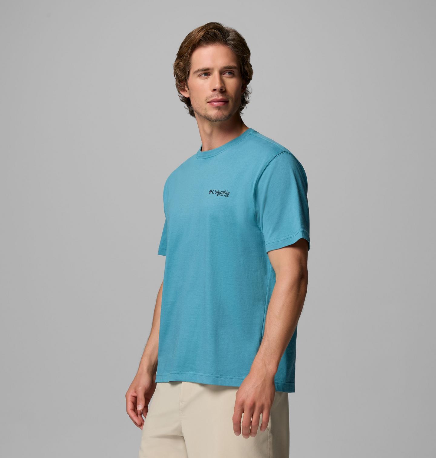 Мужская футболка Columbia Harris T PFG Short Sleeve, цвет: Синий — фото 3