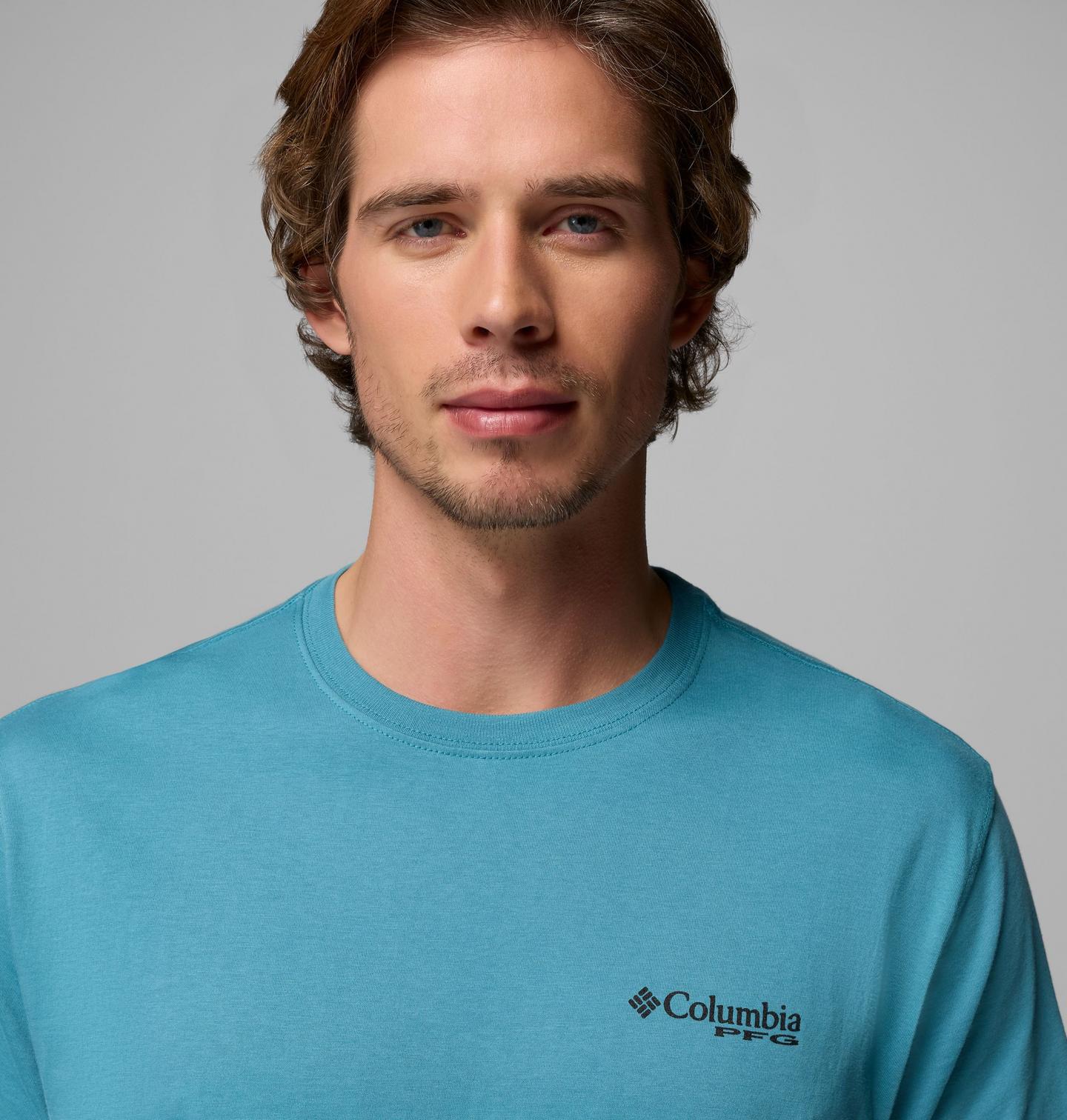 Мужская футболка Columbia Harris T PFG Short Sleeve, цвет: Синий — фото 4