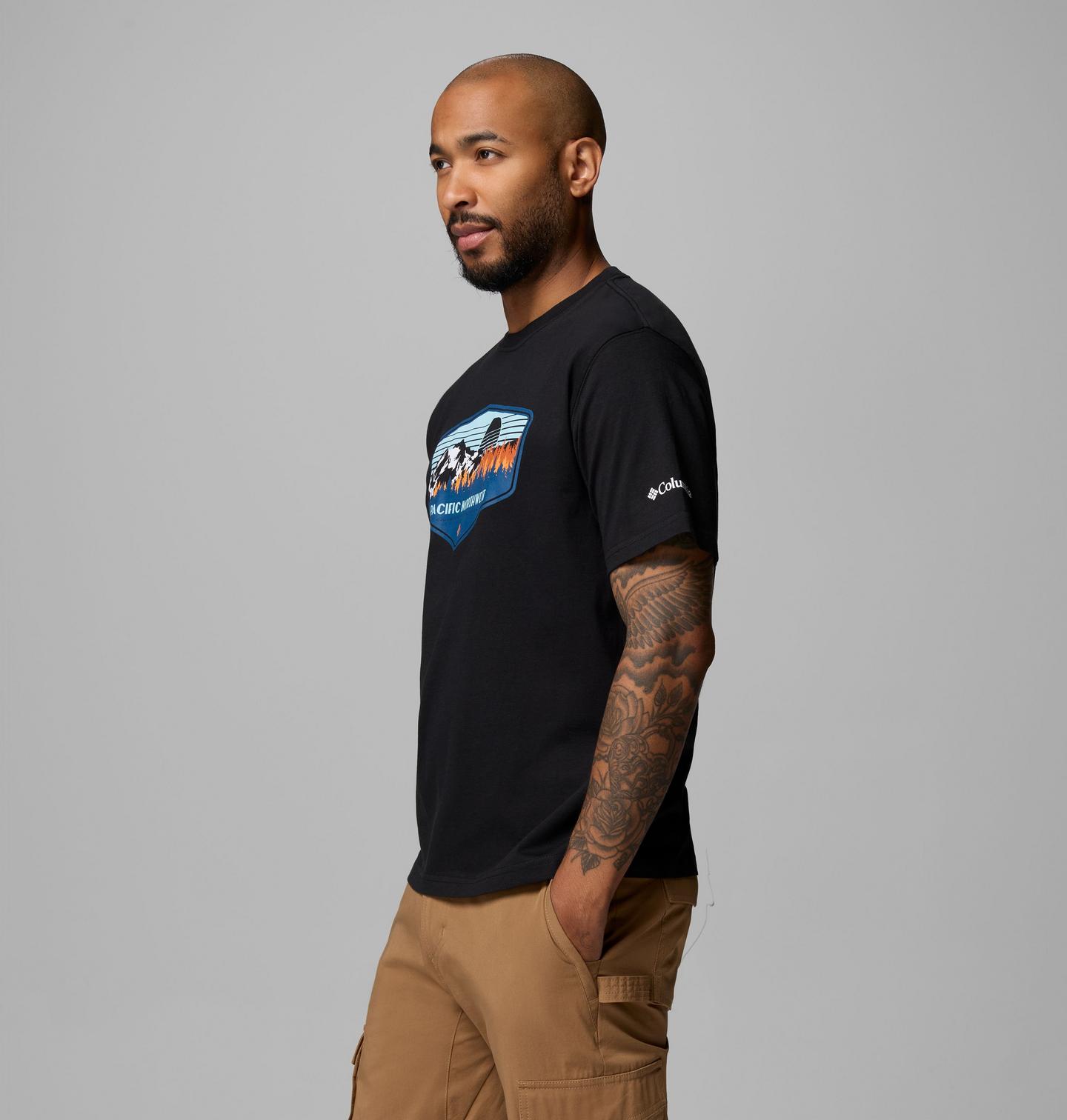 Мужская футболка Columbia Pacno Pnw Csc Short Sleeve, цвет: Чёрный — фото 3