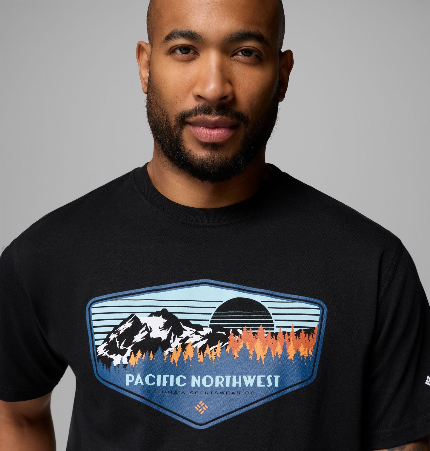 Мужская футболка Columbia Pacno Pnw Csc Short Sleeve, цвет: Чёрный — фото 4