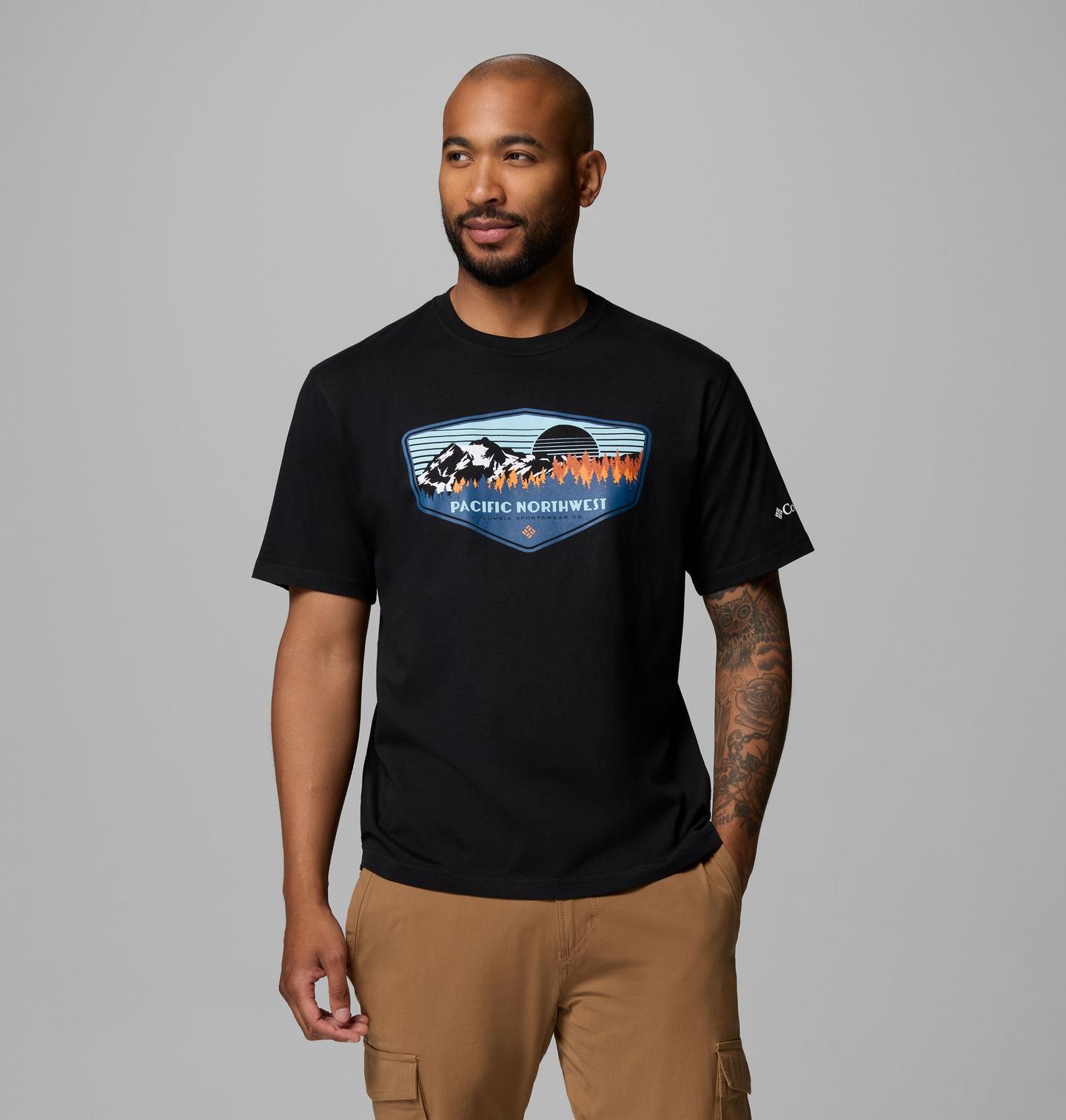 Мужская футболка Columbia Pacno Pnw Csc Short Sleeve, цвет: Чёрный — фото 1