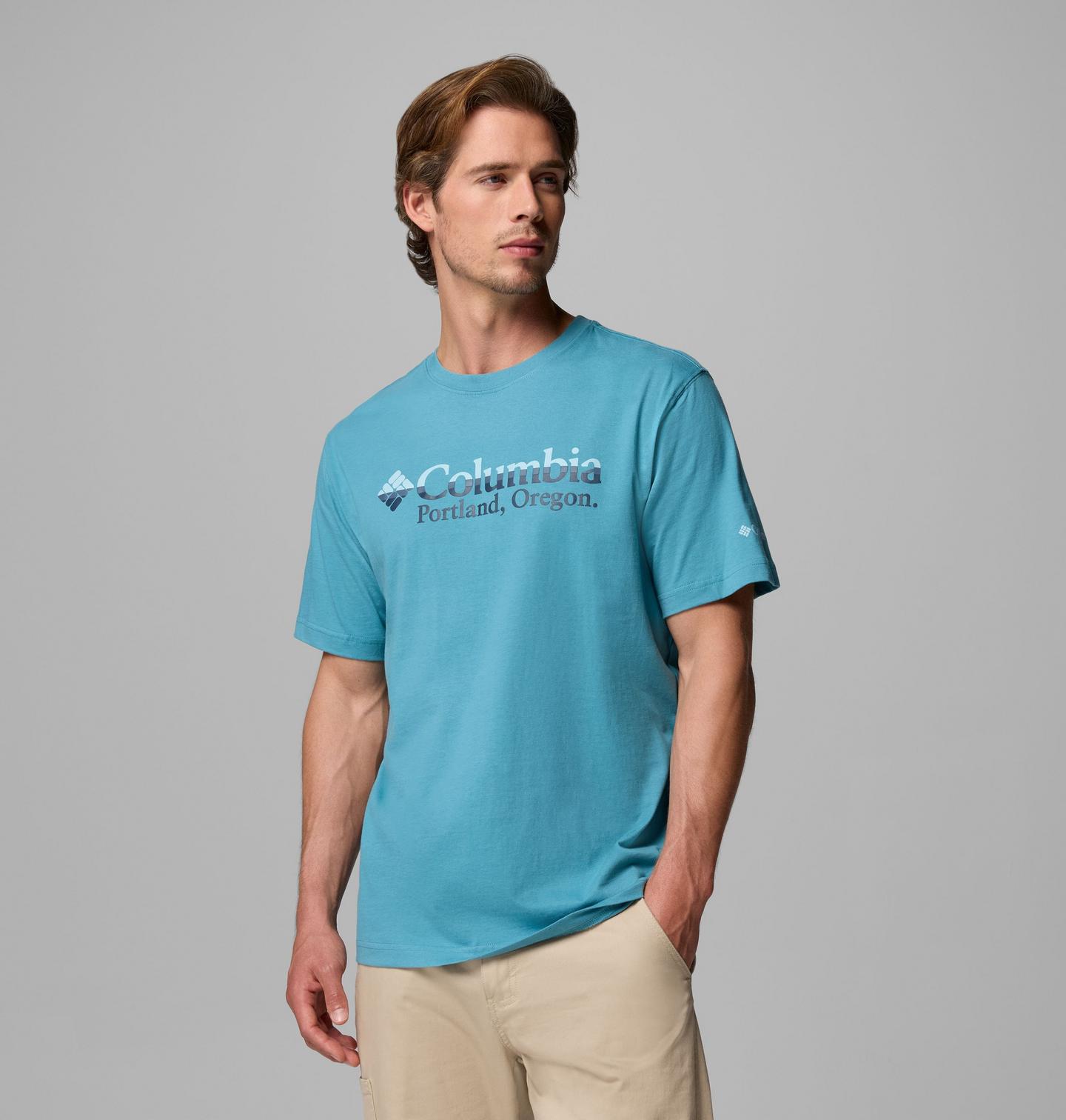 Мужская футболка Columbia Port Pdx Csc Short Sleeve, цвет: Синий — фото 1