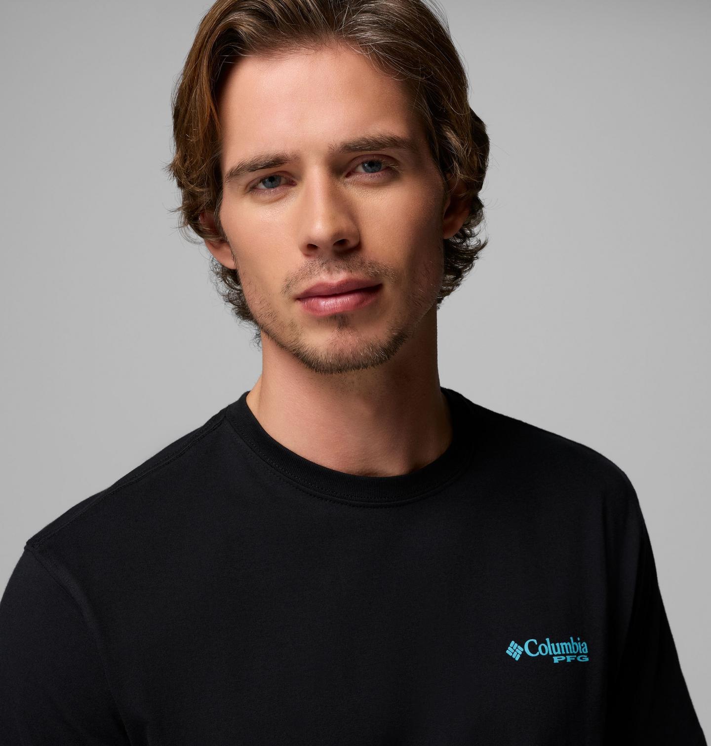 Мужская футболка Columbia Ahab Fly PFG Short Sleeve, цвет: Чёрный — фото 4