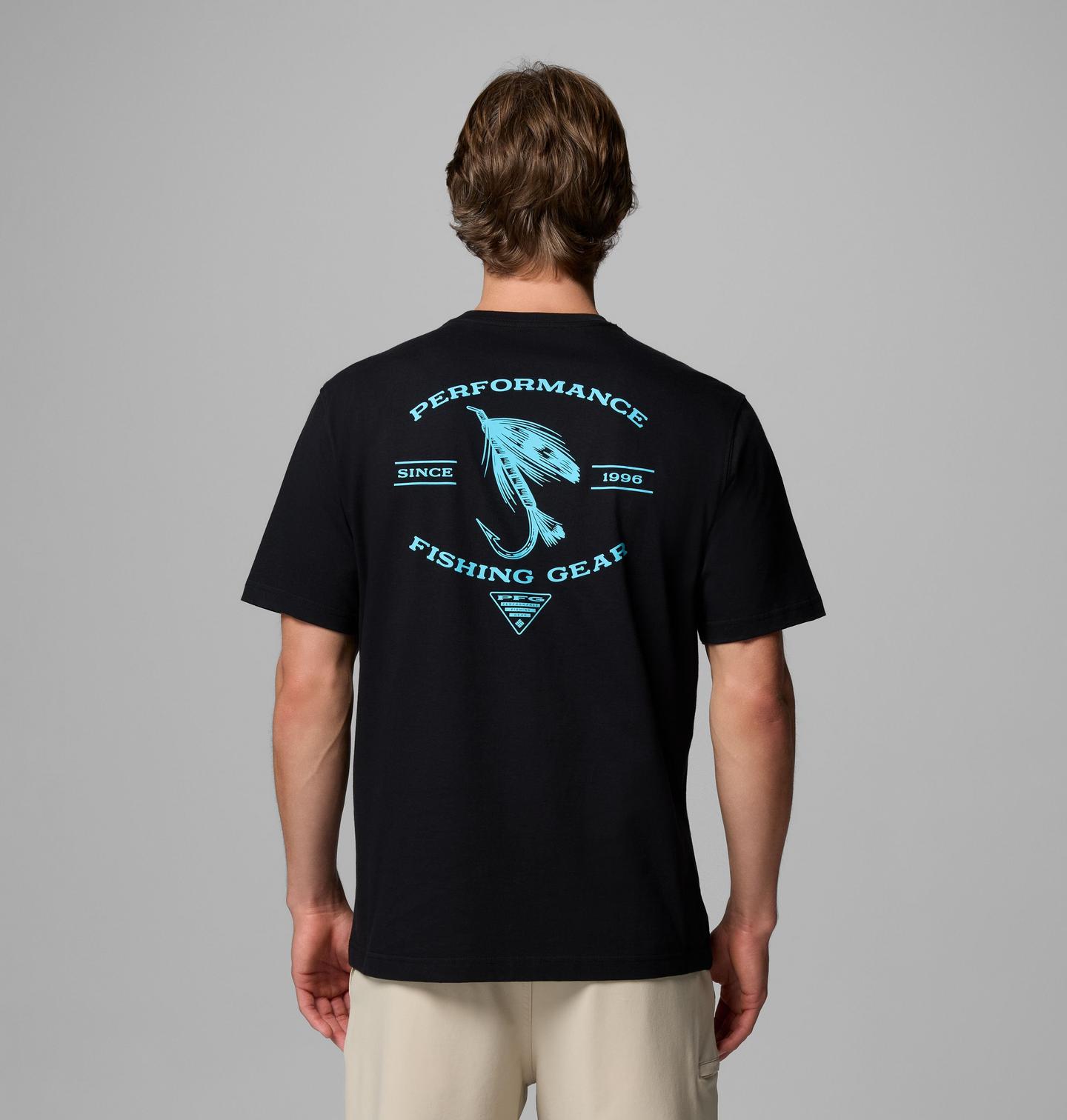 Мужская футболка Columbia Ahab Fly PFG Short Sleeve, цвет: Чёрный — фото 1