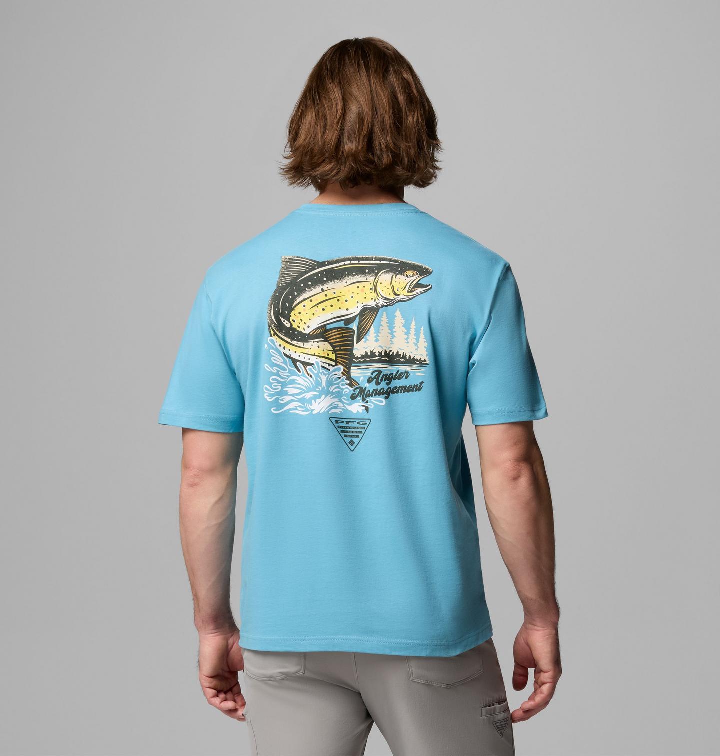 Мужская футболка Columbia Trout PFG Graphic, цвет: Винтажный синий — фото 1