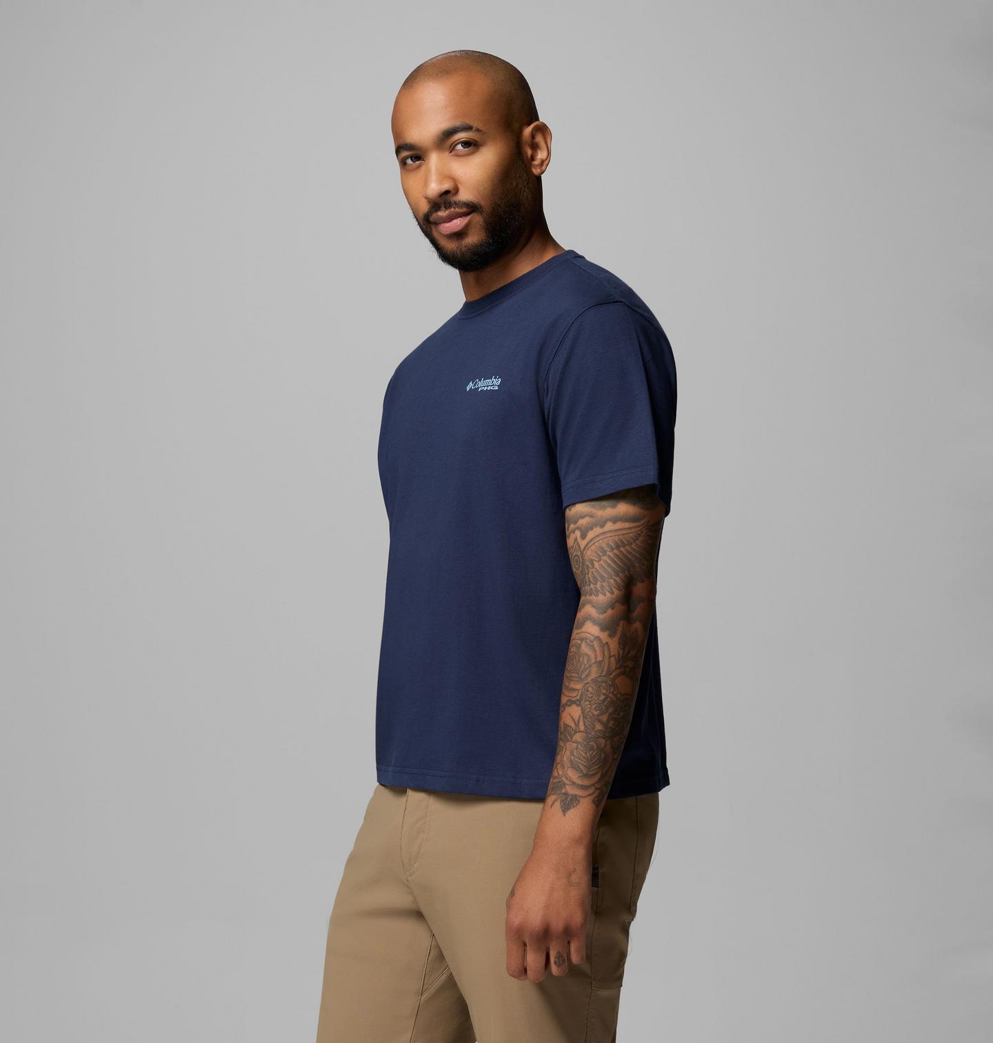 Мужская футболка Columbia Covey Pheasant PHG Short Sleeve, цвет: Тёмно-синий — фото 4