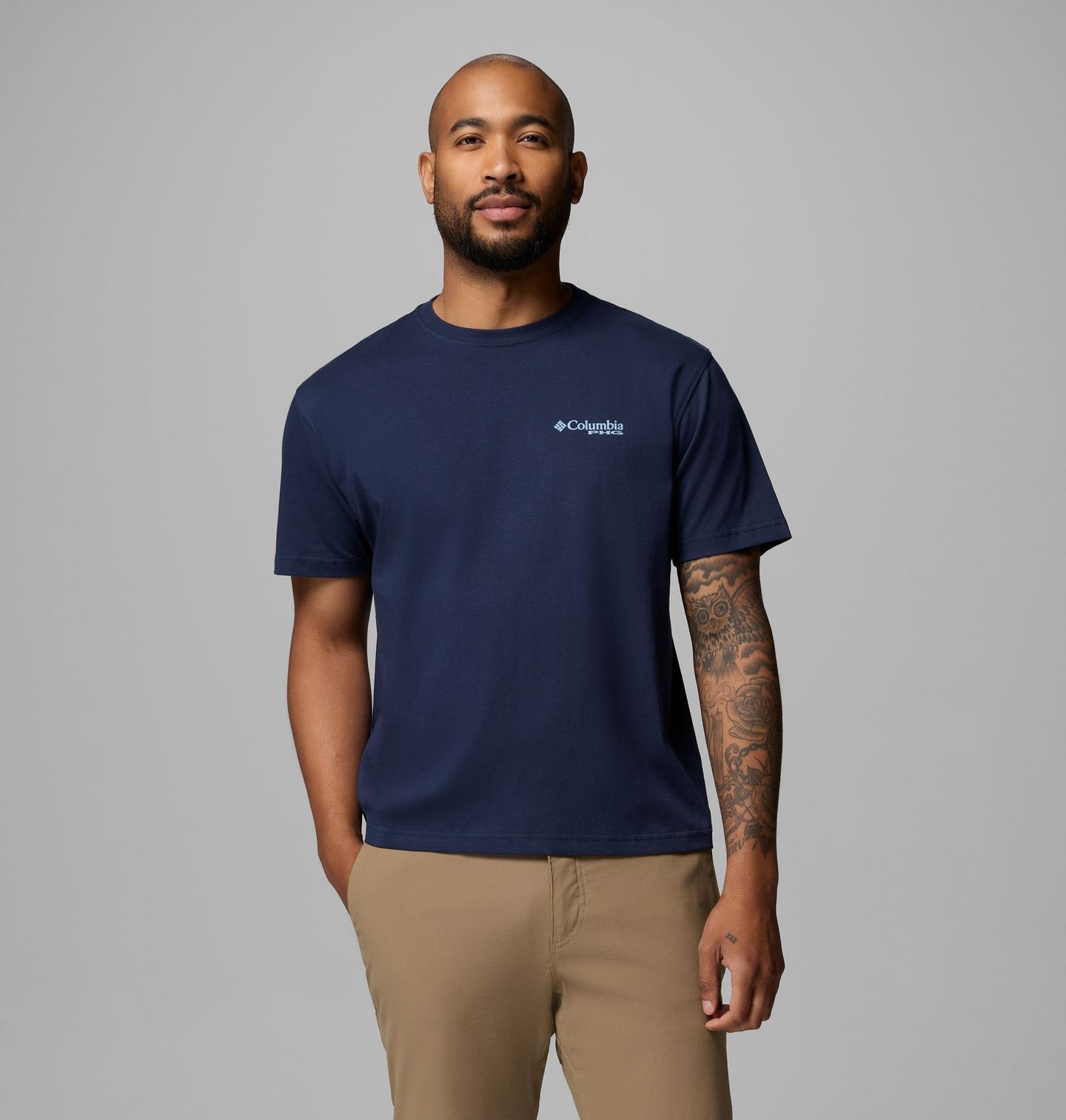 Мужская футболка Columbia Covey Pheasant PHG Short Sleeve, цвет: Тёмно-синий — фото 3