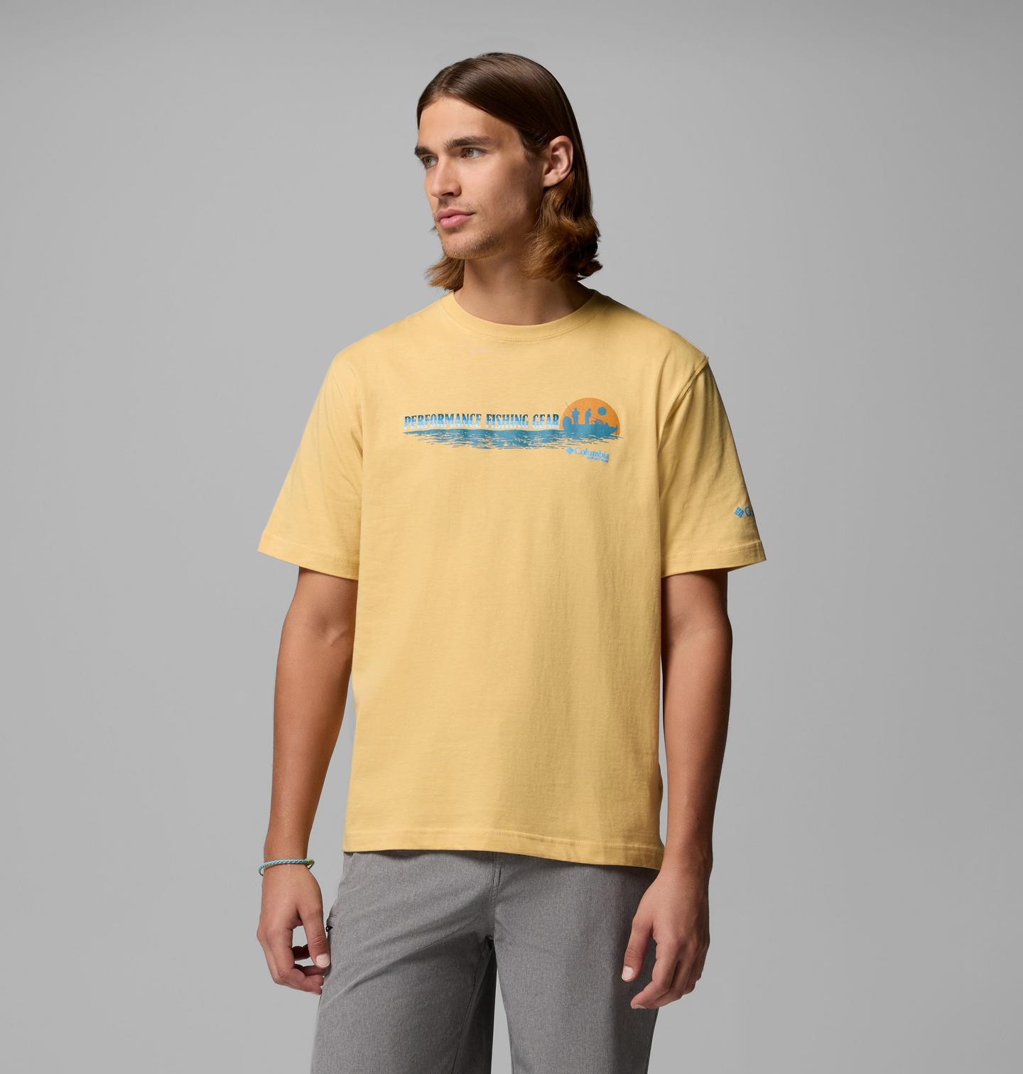 Мужская футболка Columbia Elliot PFG Short Sleeve Graphic, цвет: Какао сливочный — фото 1