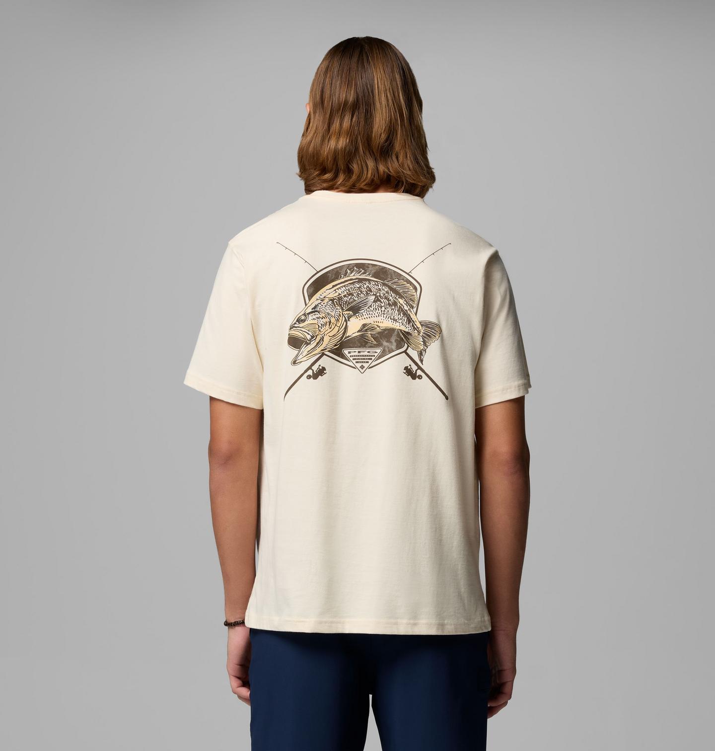 Мужская футболка Columbia Garett Bass PFG Short Sleeve, цвет: Меловой — фото 1