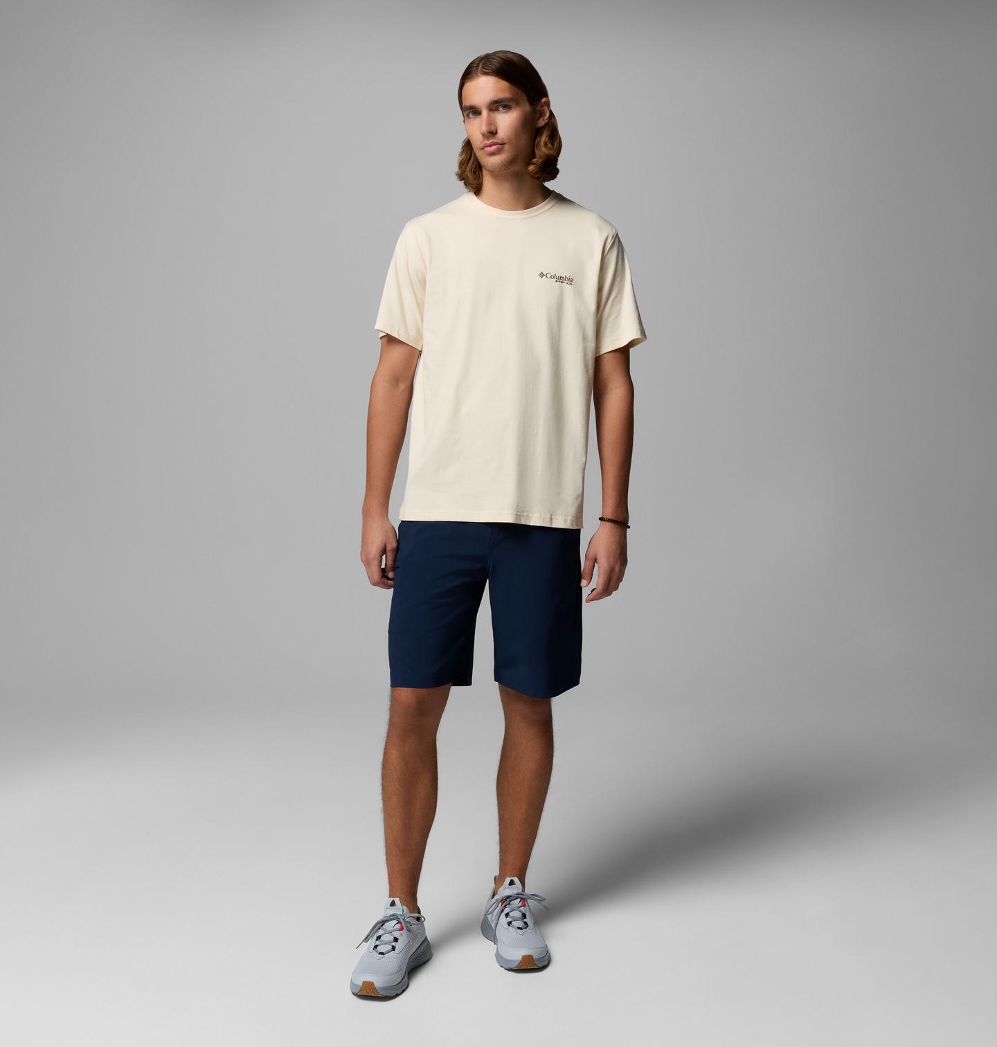 Мужская футболка Columbia Garett Bass PFG Short Sleeve, цвет: Меловой — фото 2