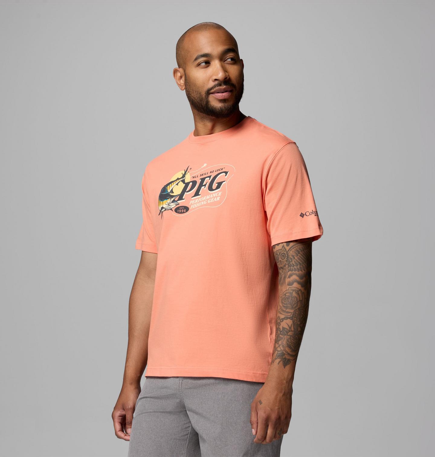 Мужская футболка Columbia Krew Marlin PFG Short Sleeve, цвет: Яркий персиковый — фото 3