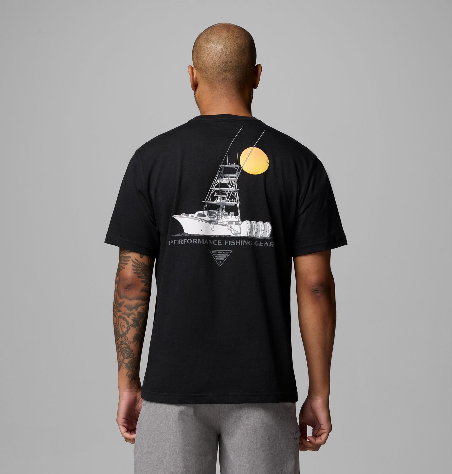 Мужская футболка Columbia Matti Boat PFG Short Sleeve, цвет: Чёрный — фото 1