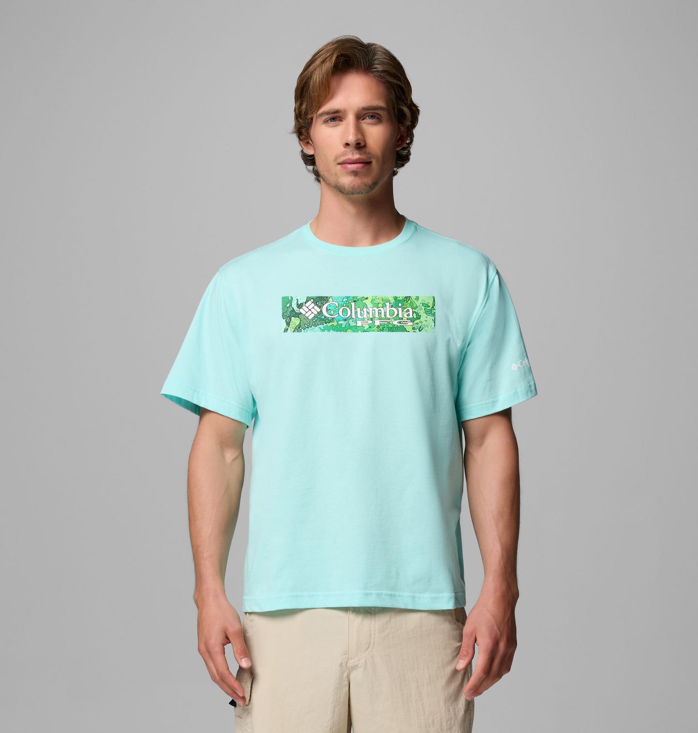 Мужская футболка Columbia Milton PFG Short Sleeve, цвет: Gulf Stream — фото 1