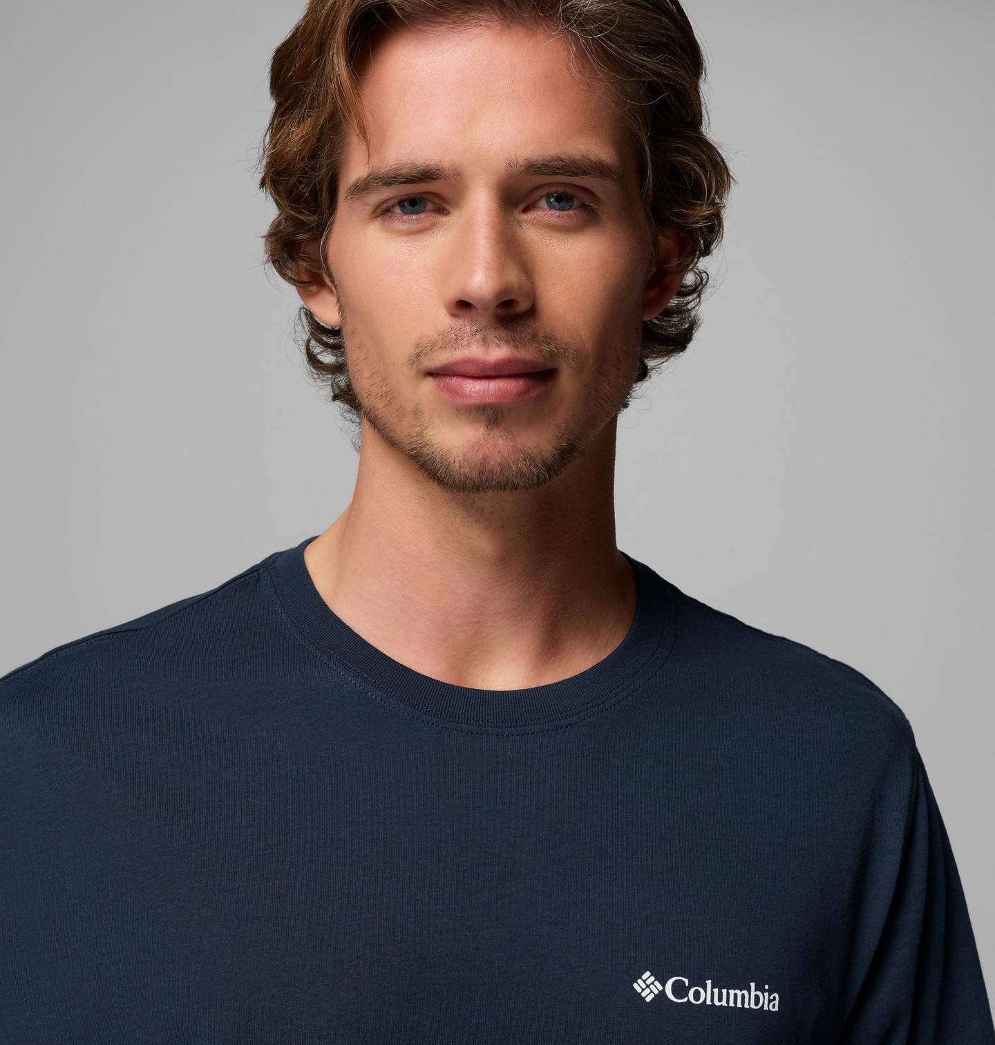 Мужская футболка Columbia Overox Truck CSC Short Sleeve, цвет: Тёмно-синий — фото 4