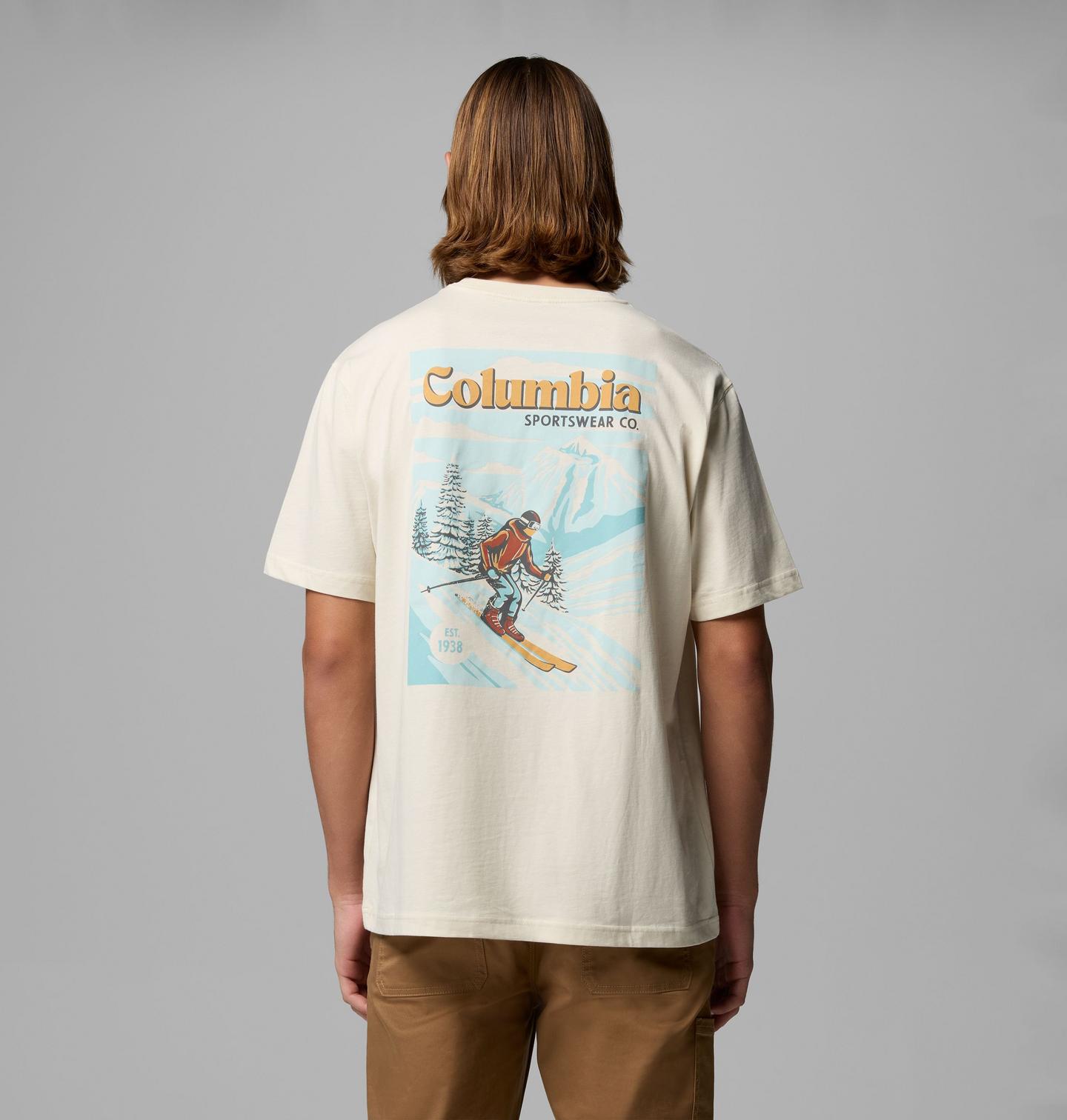 Мужская футболка Columbia Powder Ski CSC Short Sleeve, цвет: Меловой — фото 1