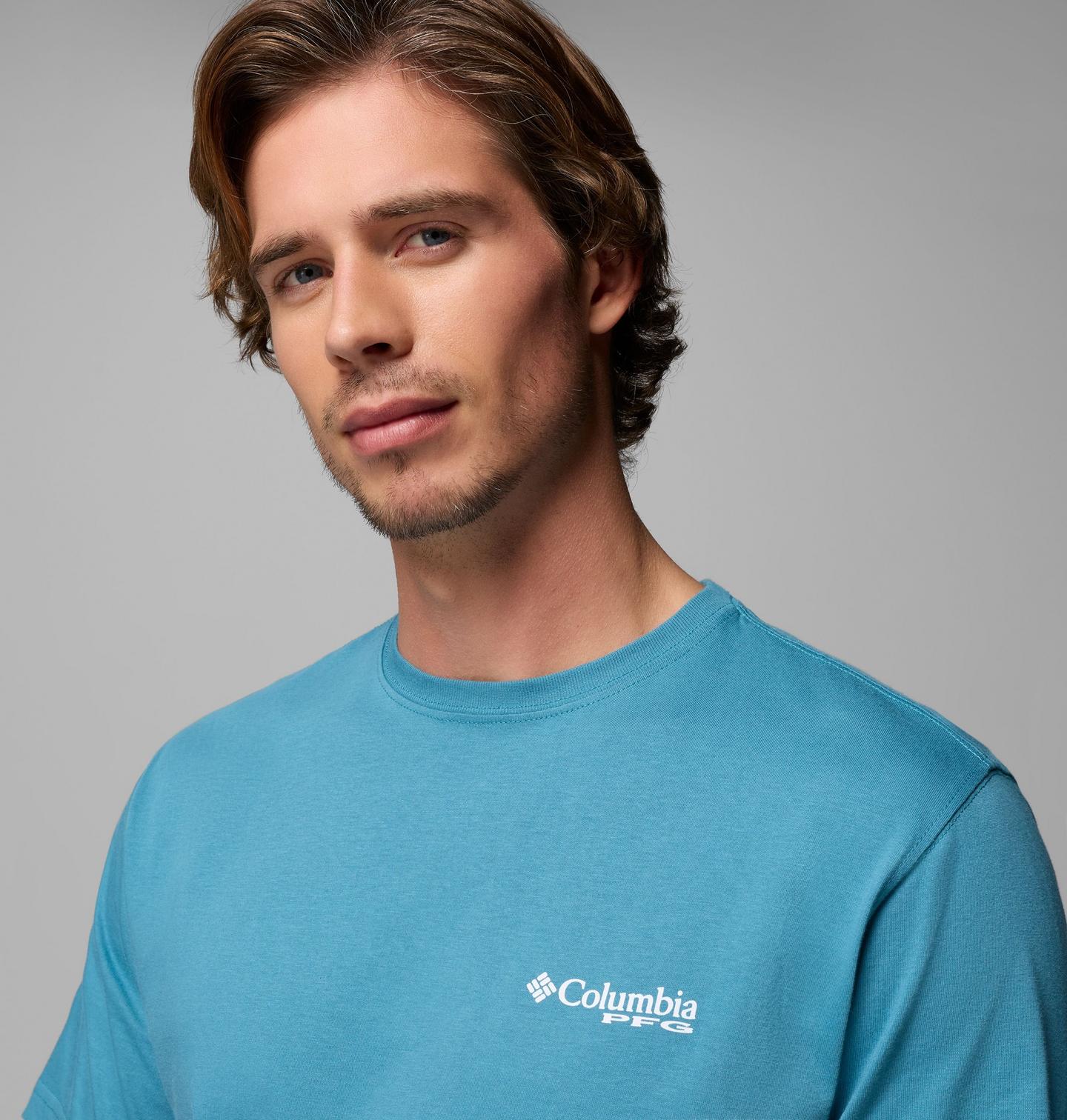 Мужская футболка Columbia Ralfie Tarpon Br PFG Short Sleeve, цвет: Синий — фото 4