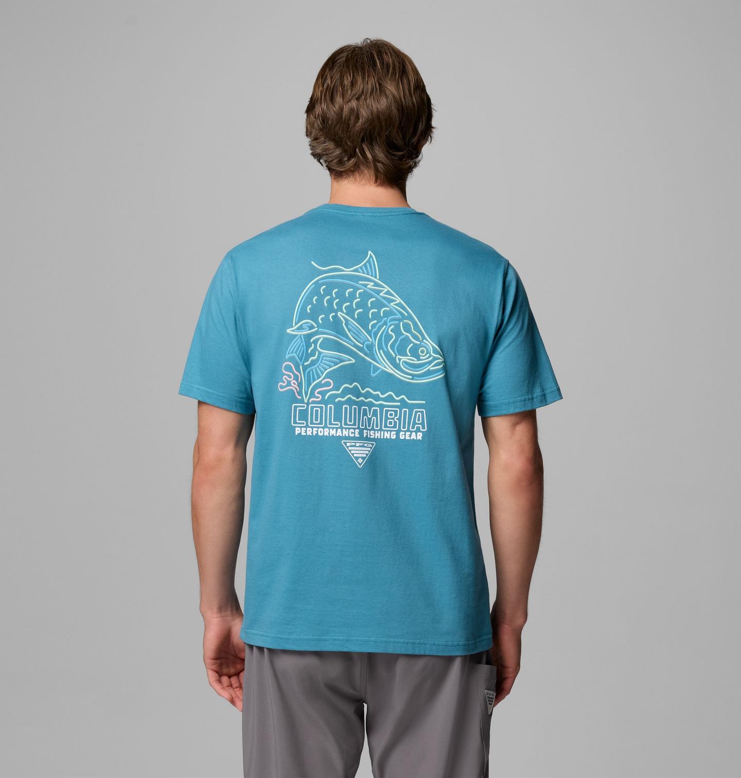Мужская футболка Columbia Ralfie Tarpon Br PFG Short Sleeve, цвет: Синий — фото 1