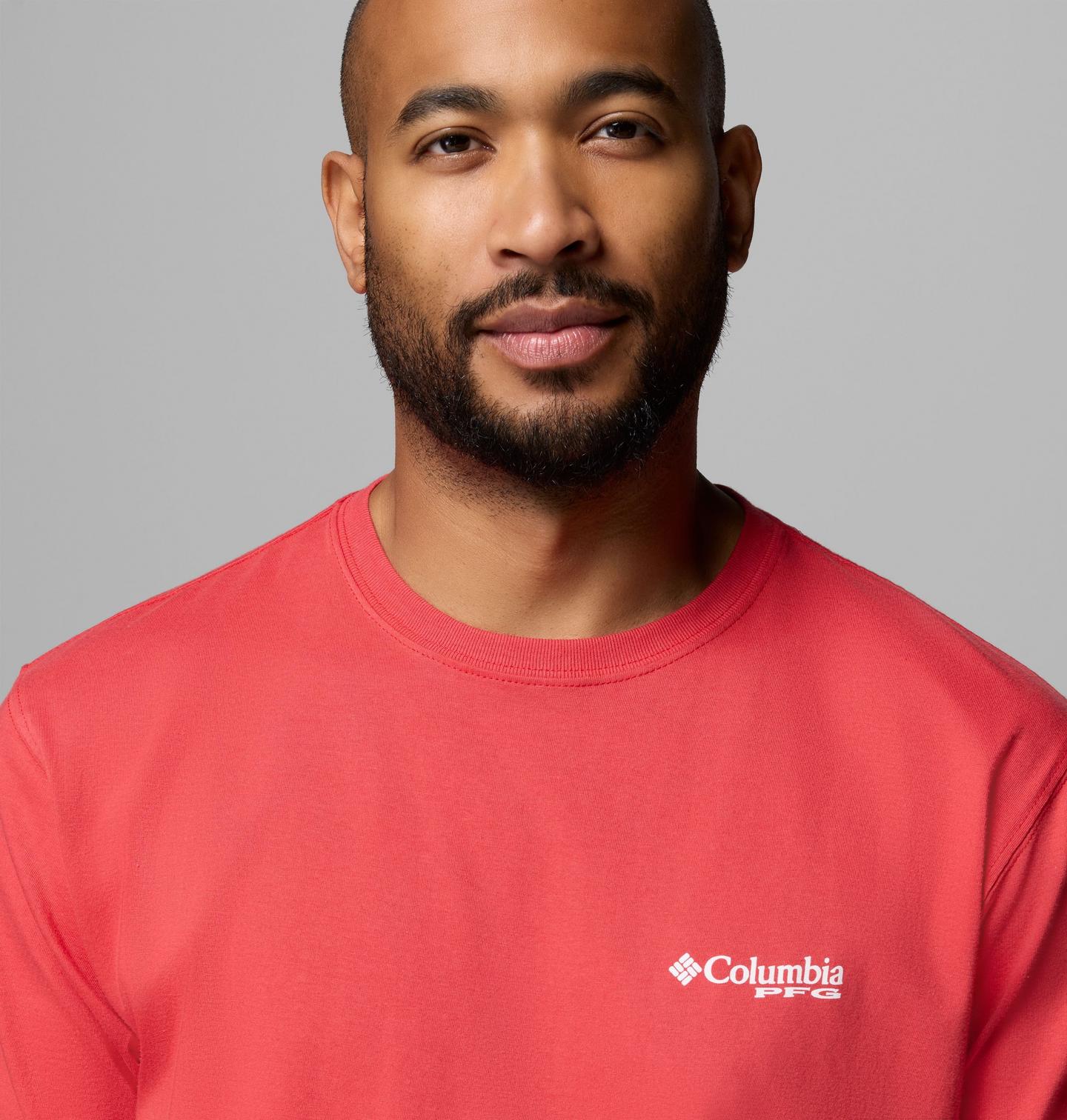 Мужская футболка Columbia Sammy PFG Short Sleeve, цвет: Закатный красный — фото 3