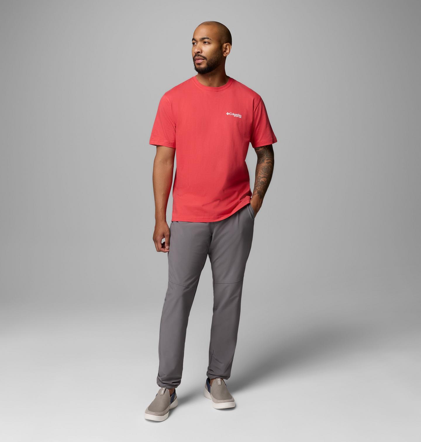 Мужская футболка Columbia Sammy PFG Short Sleeve, цвет: Закатный красный — фото 2