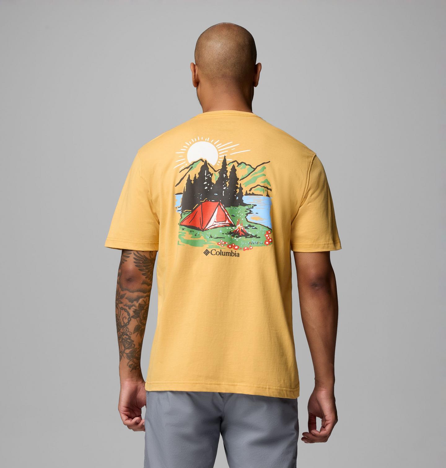 Мужская футболка Columbia Thistle Camping CSC Short Sleeve, цвет: Горчичный — фото 1