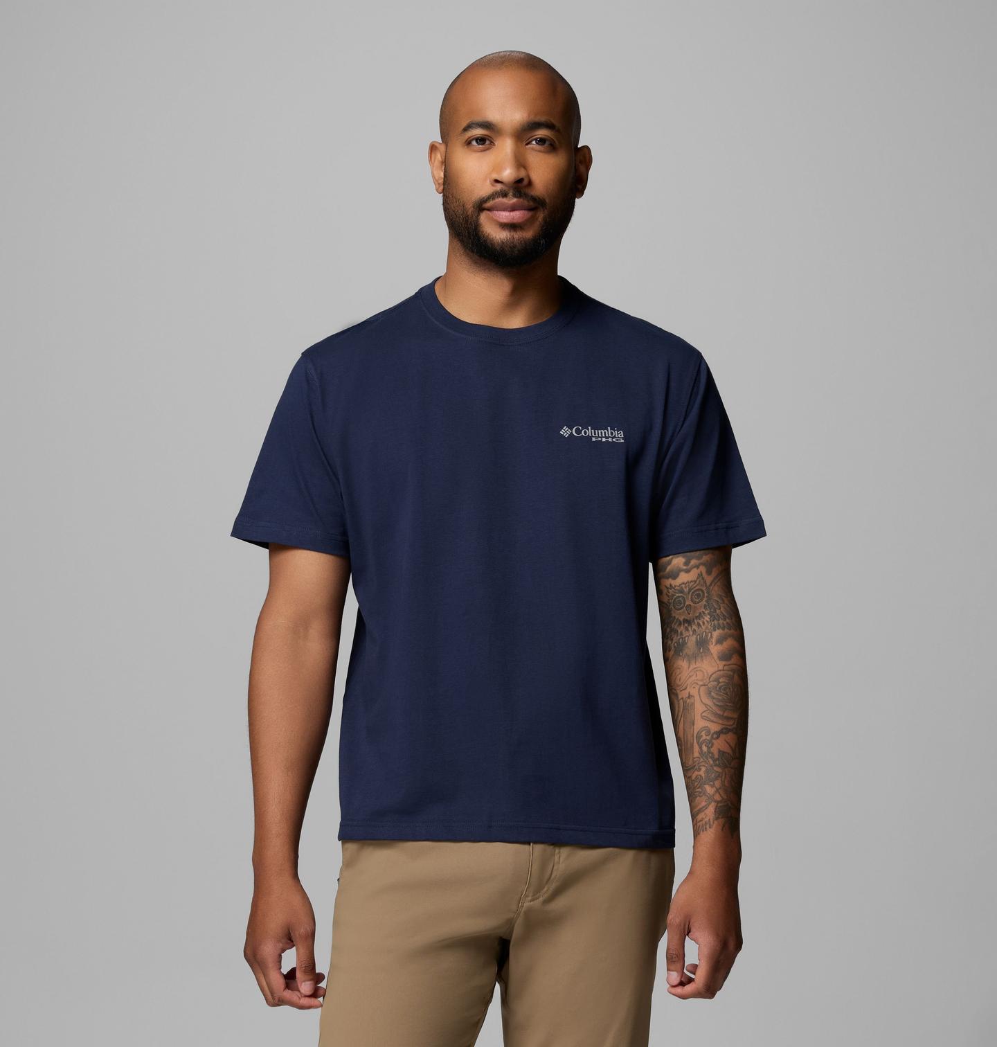Мужская футболка Columbia Vinnie Deer PHG Short Sleeve, цвет: Тёмно-синий — фото 3
