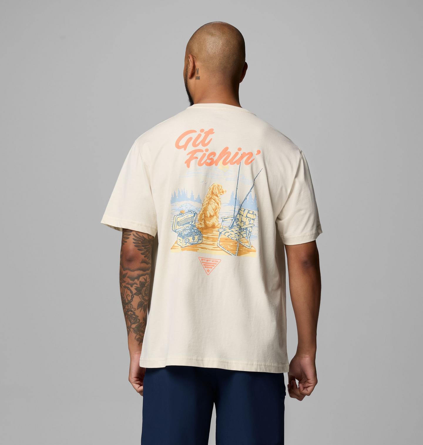 Мужская футболка Columbia Waldo Dog PFG Short Sleeve Graphic, цвет: Меловой — фото 1
