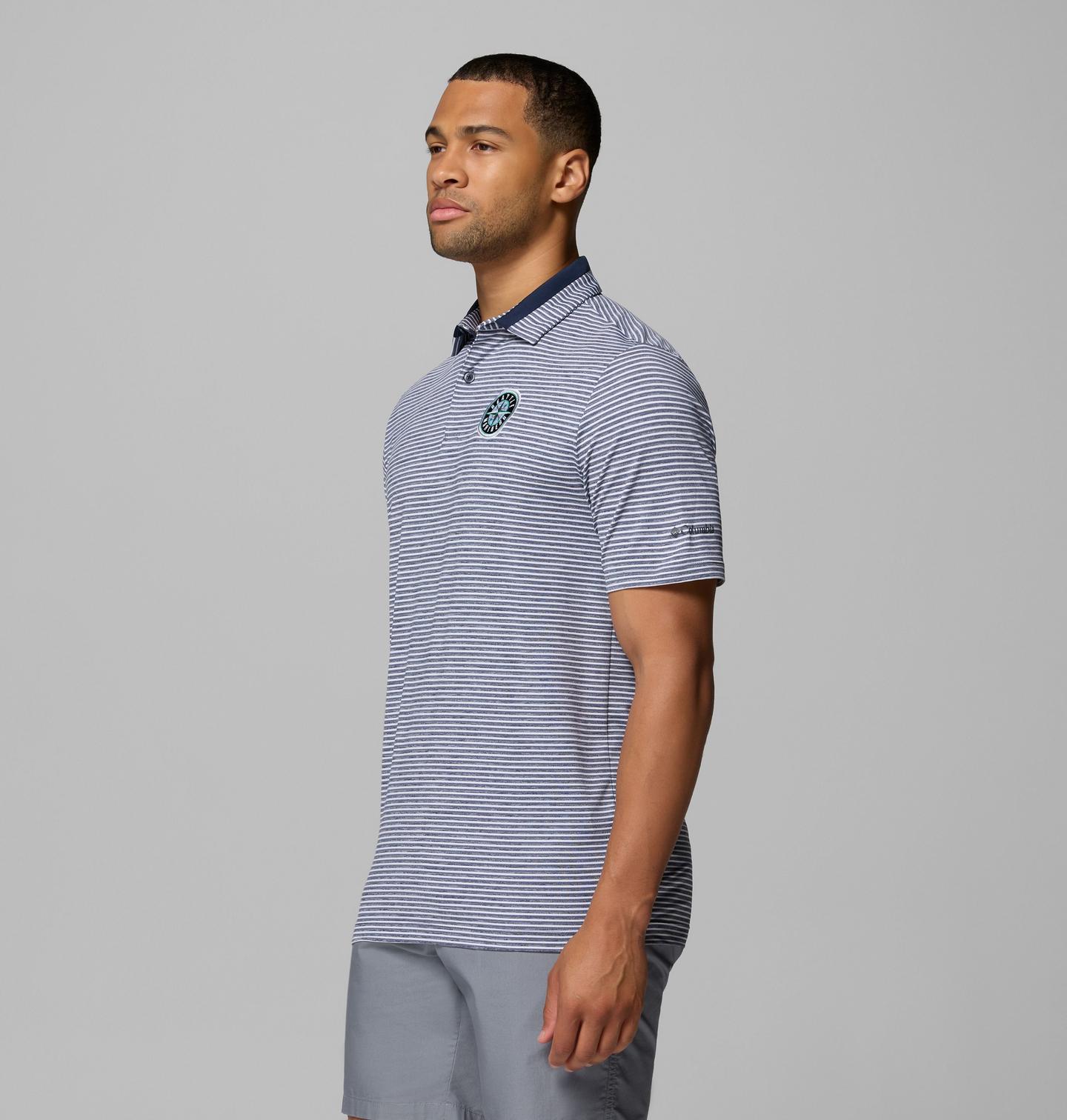 Мужское поло для гольфа Columbia Golden Hills, Seattle Mariners, цвет: Тёмно-синий — фото 3