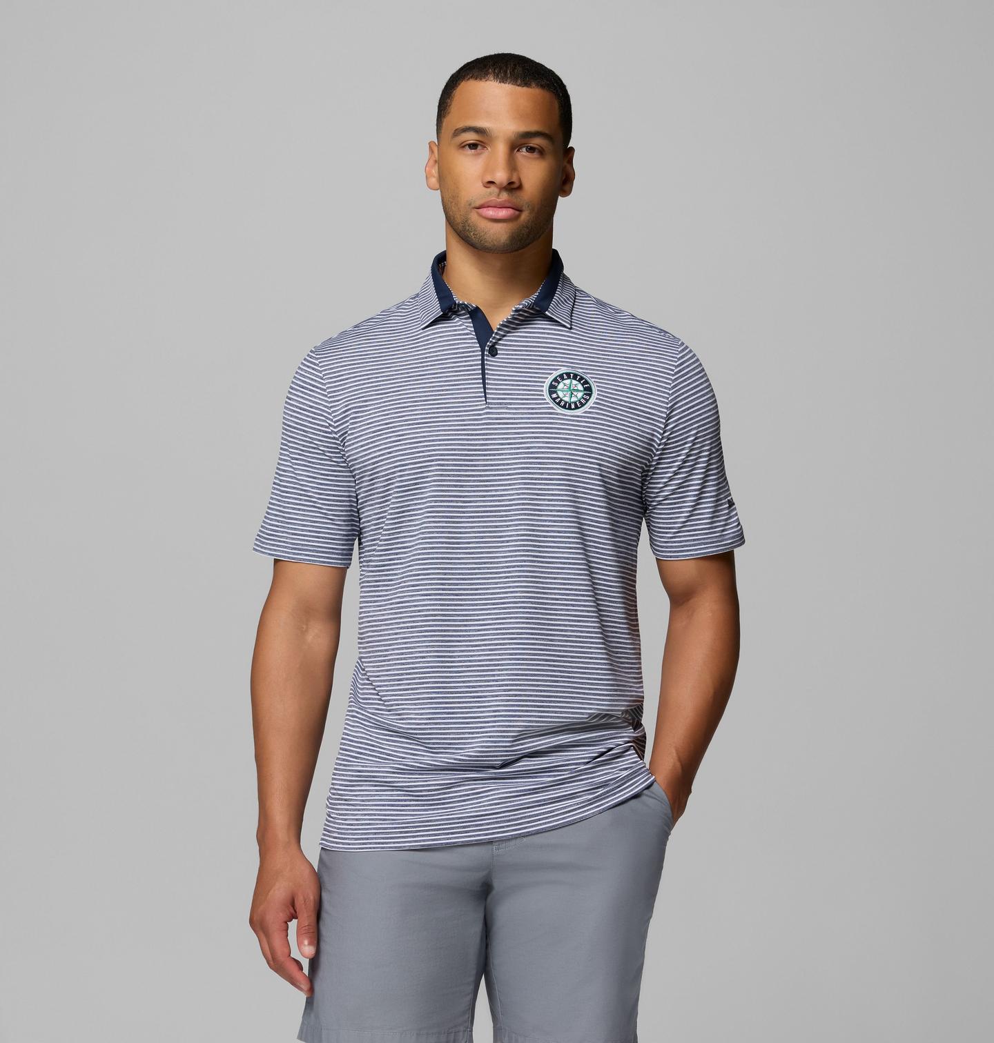 Мужское поло для гольфа Columbia Golden Hills, Seattle Mariners, цвет: Тёмно-синий — фото 1
