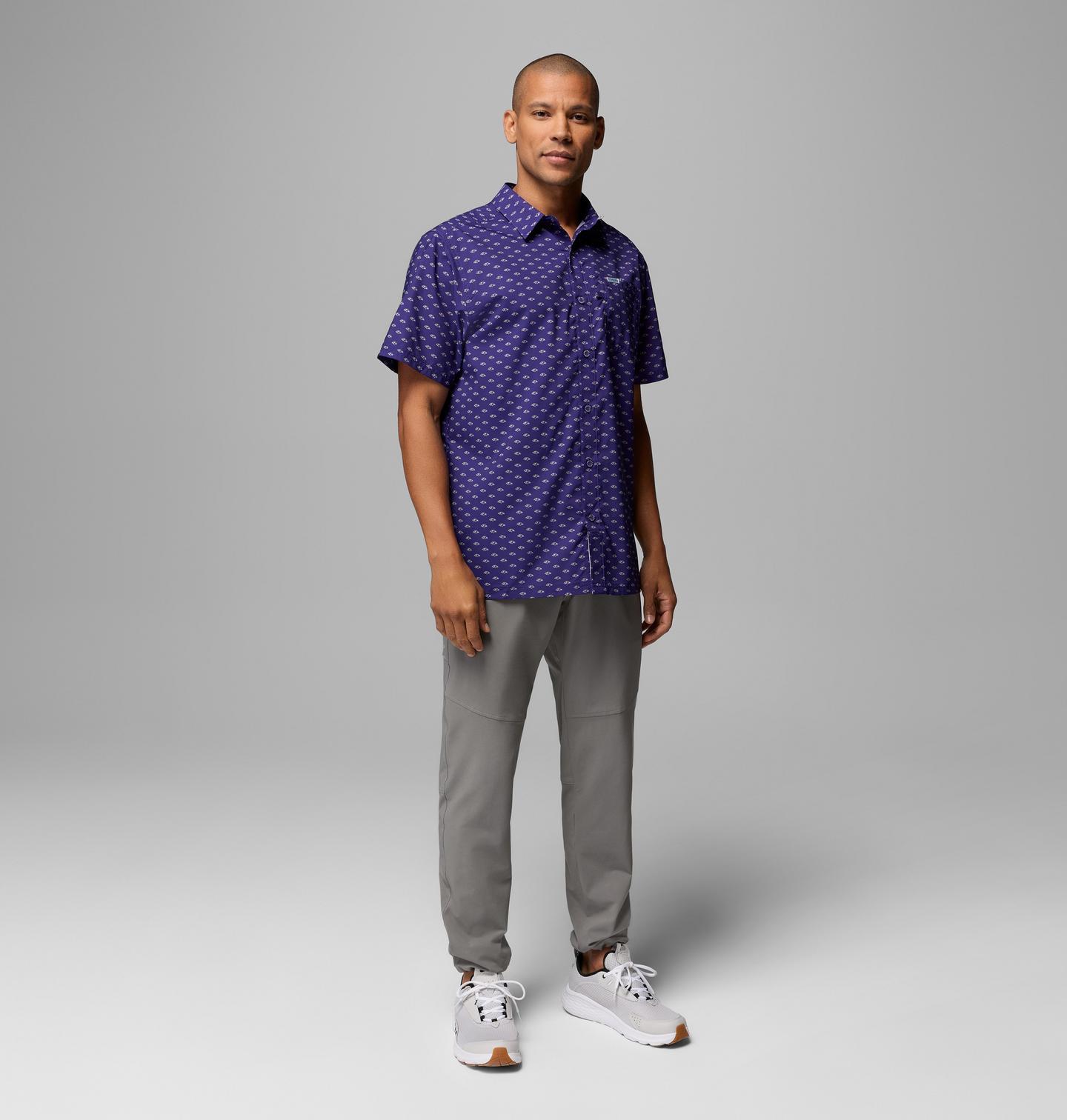 Мужская рубашка Columbia PFG Super Slack Tide Short Sleeve Shirt - Baltimore Ravens, цвет: Фиолетовый — фото 2