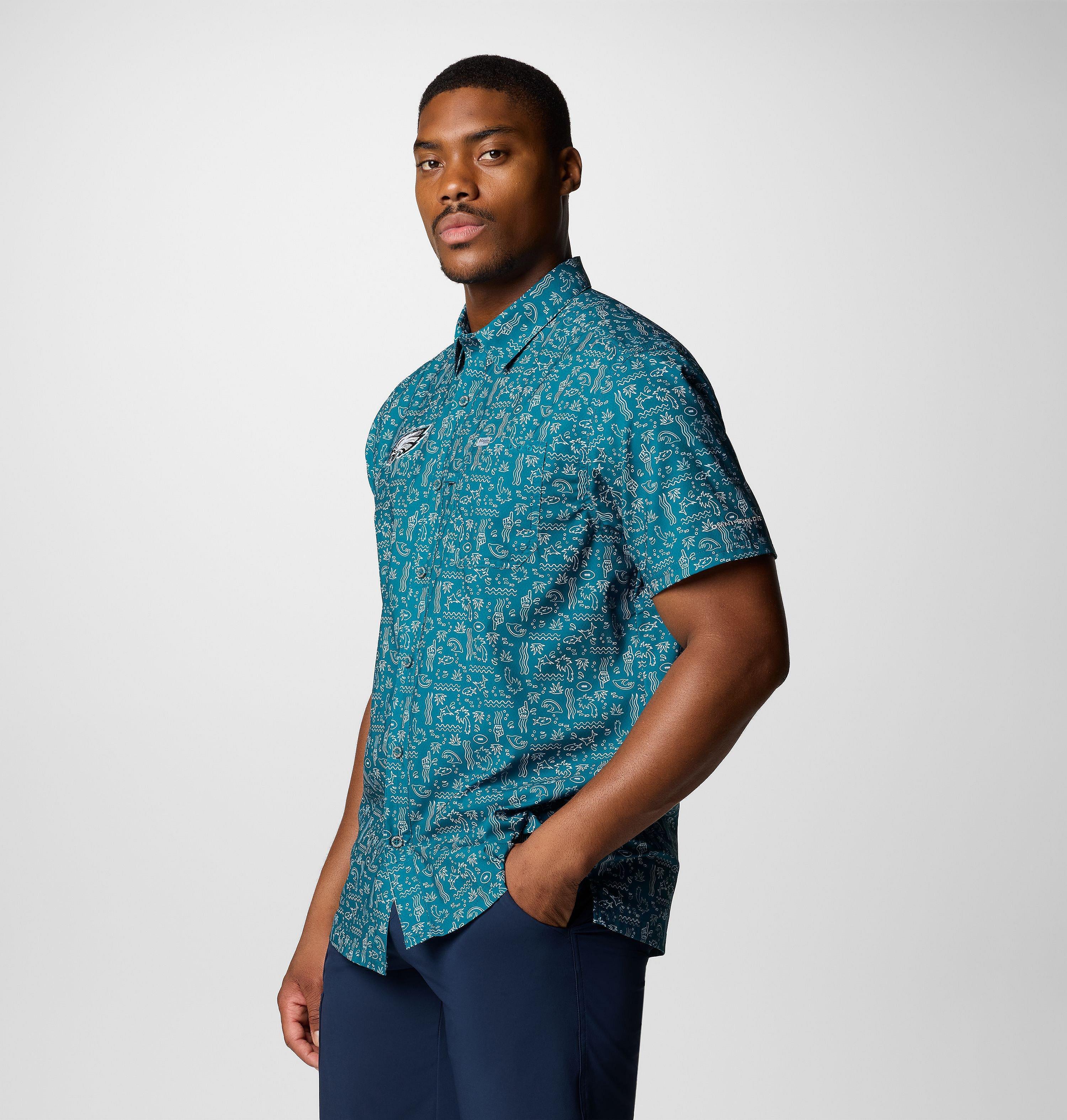Men's PFG Super Slack Tide Short Sleeve Shirt - Philadelphia Eagles 4
