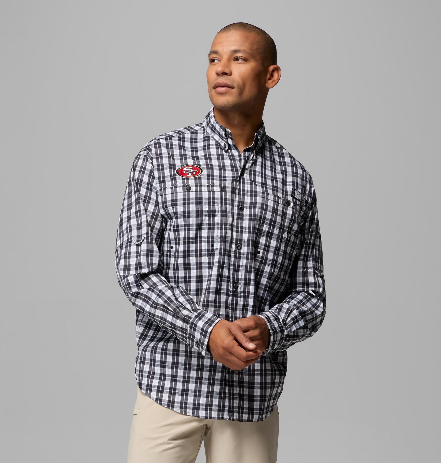 Мужская рубашка Columbia PFG Super Tamiami Long Sleeve Shirt - San Francisco 49ers, цвет: Чёрный — фото 1