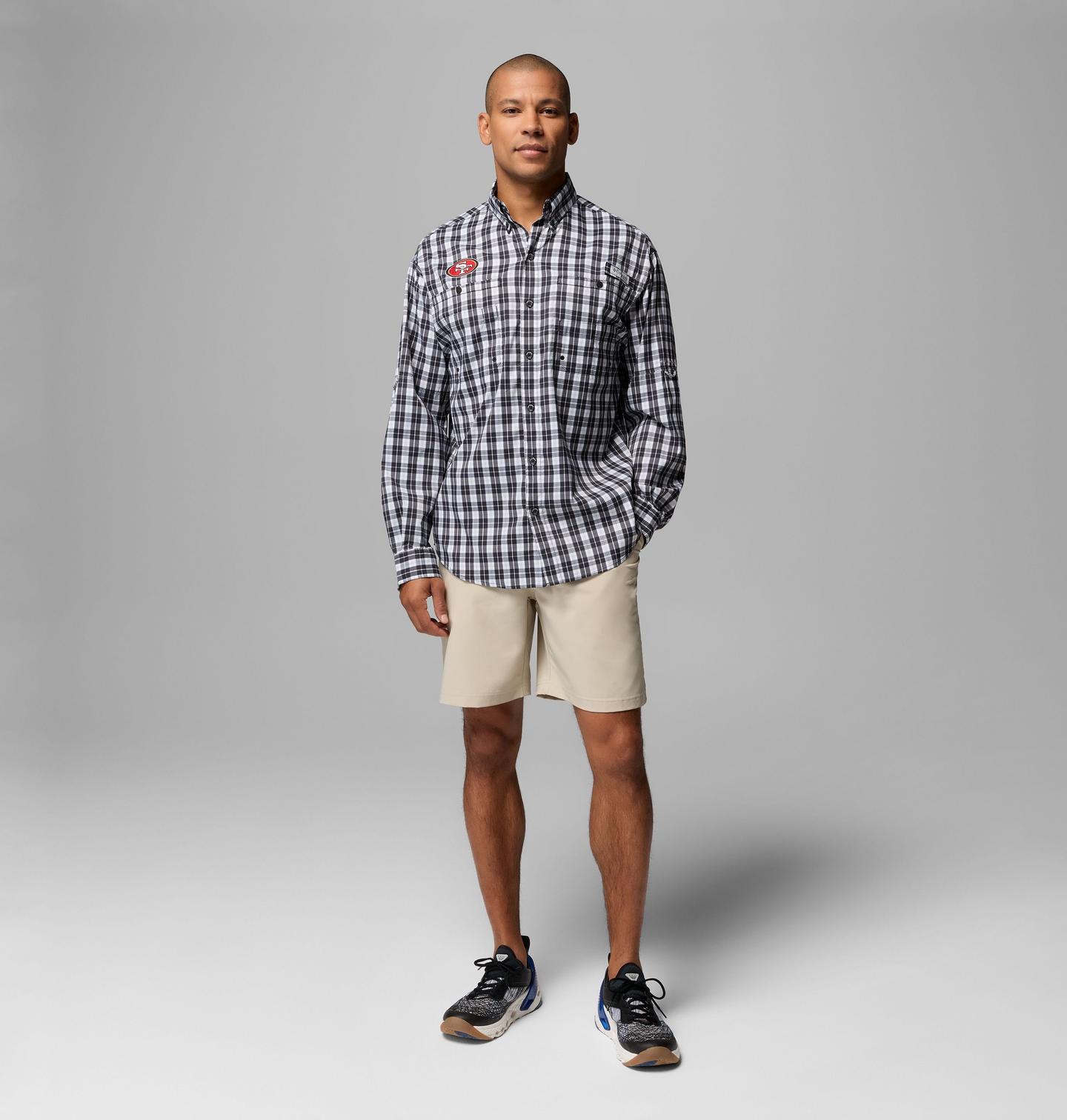 Мужская рубашка Columbia PFG Super Tamiami Long Sleeve Shirt - San Francisco 49ers, цвет: Чёрный — фото 2
