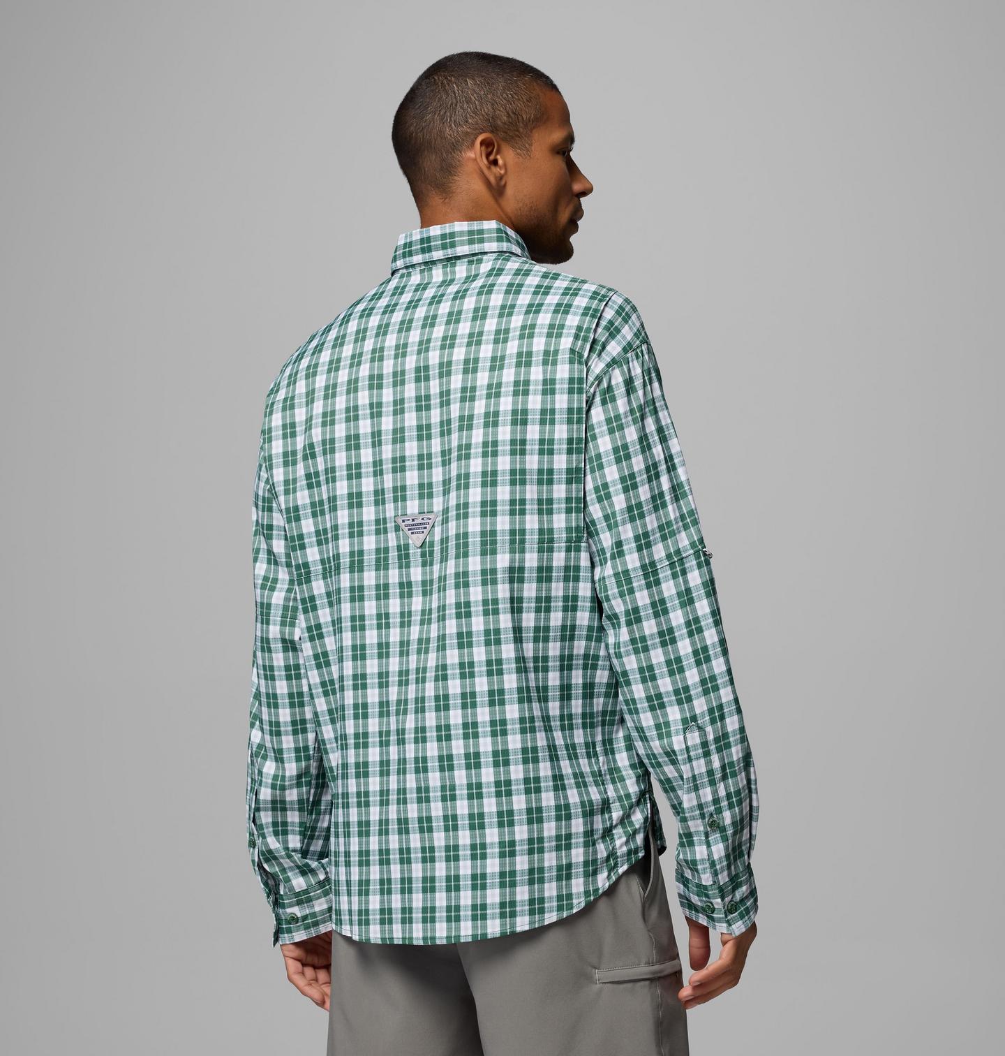 Мужская рубашка Columbia PFG Super Tamiami Long Sleeve Shirt - Green Bay Packers, цвет: Тёмно-зелёный — фото 3