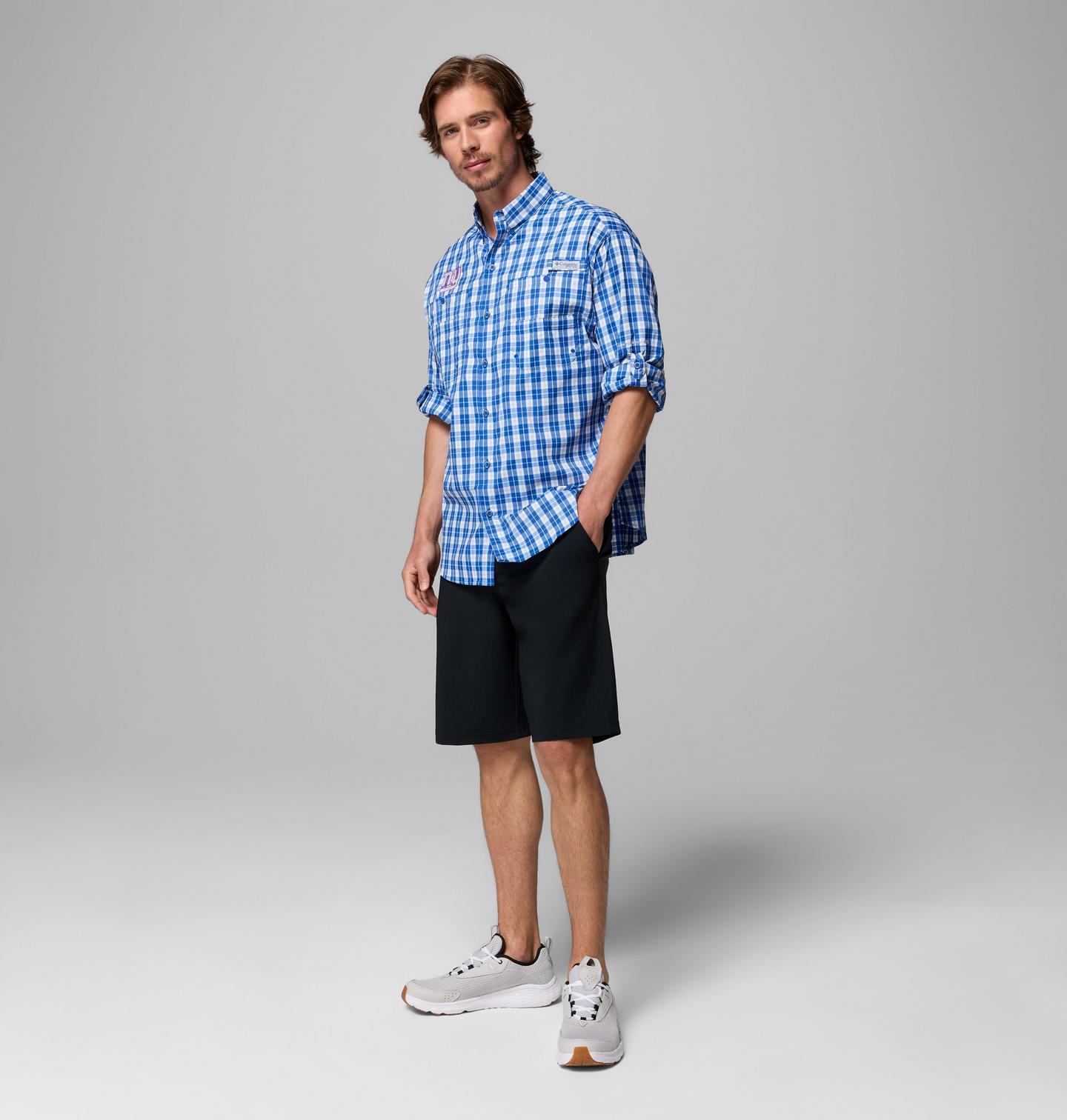 Мужская рубашка Columbia PFG Super Tamiami Long Sleeve Shirt - New York Giants, цвет: Fng - Azul — фото 2