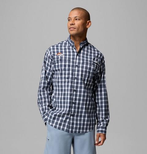 Мужская рубашка Columbia PFG Super Tamiami Long Sleeve - Denver Broncos, цвет: Тёмно-синий