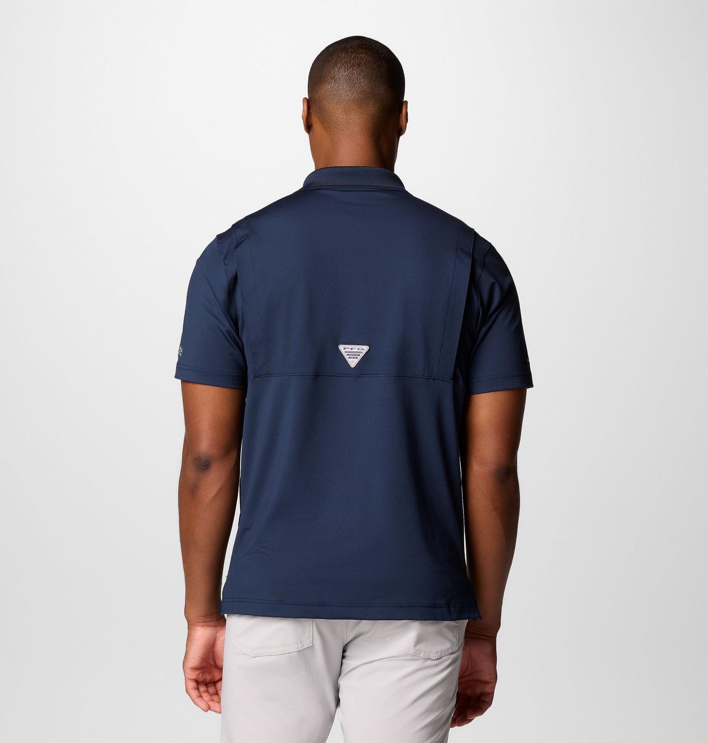 Мужское поло Columbia PFG Low Drag Offshore, New England Patriots, цвет: Тёмно-синий — фото 2
