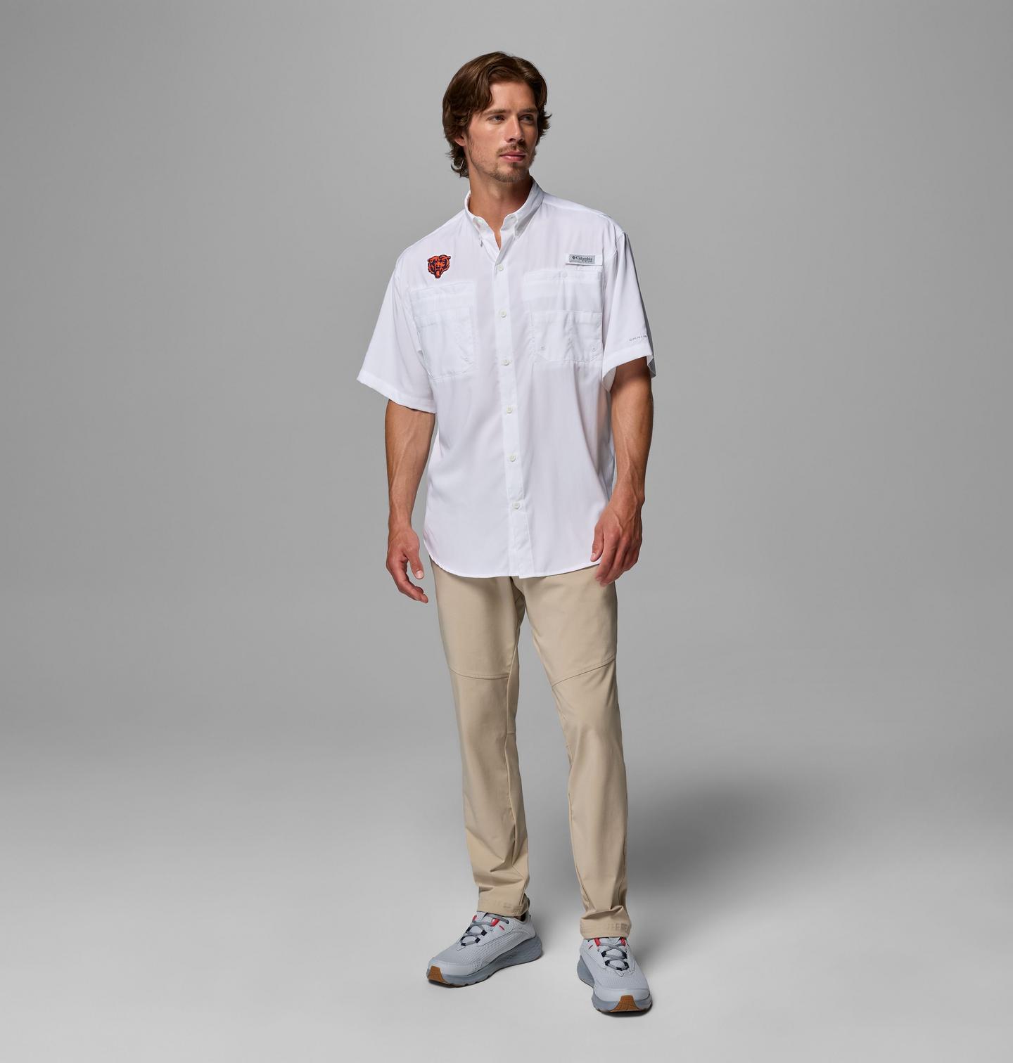 Мужская рубашка Columbia PFG Tamiami Short Sleeve Shirt - Chicago Bears, цвет: Белый — фото 2