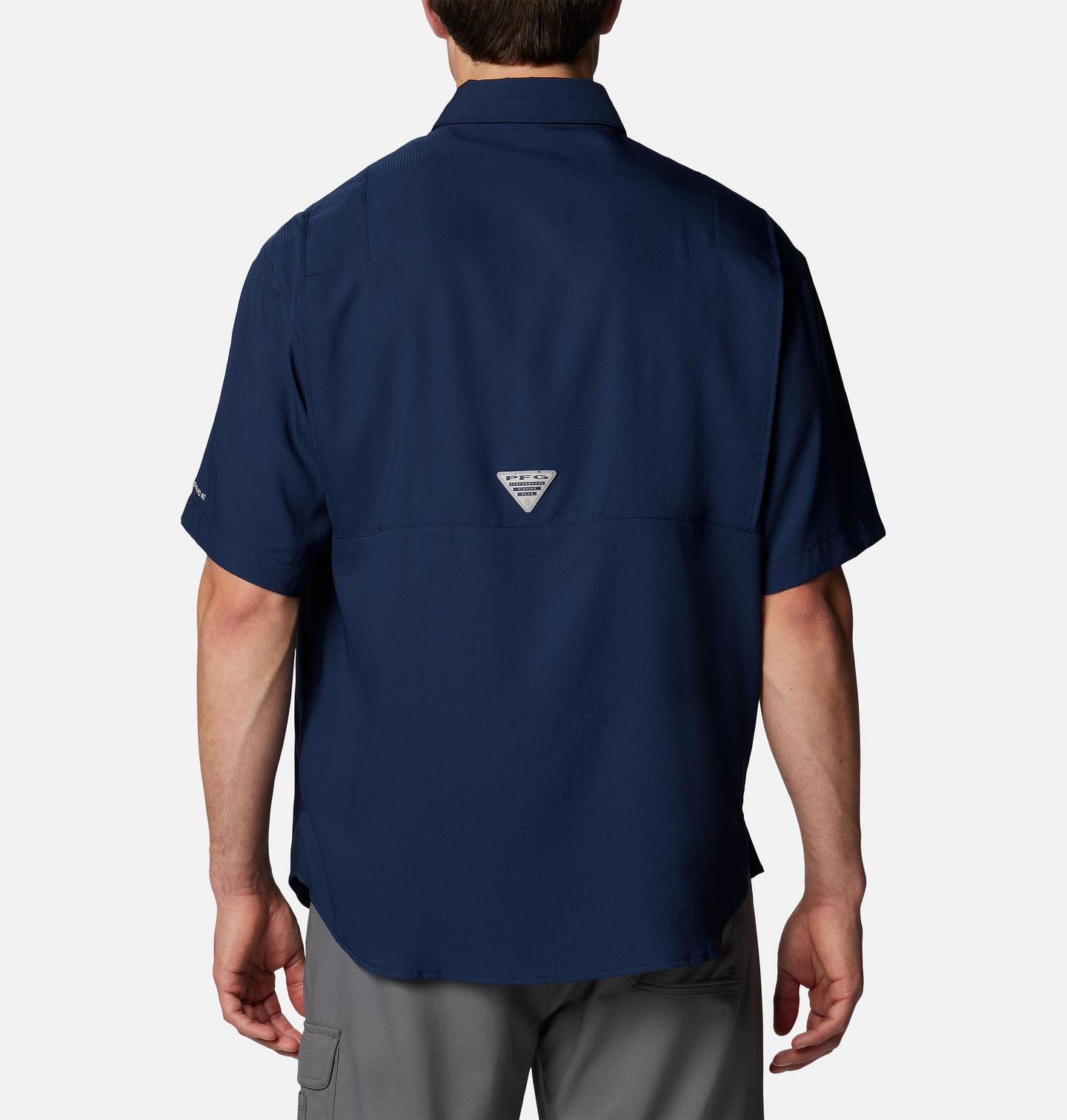 Мужская рубашка Columbia PFG Tamiami Short Sleeve Shirt - Denver Broncos, цвет: Тёмно-синий — фото 2