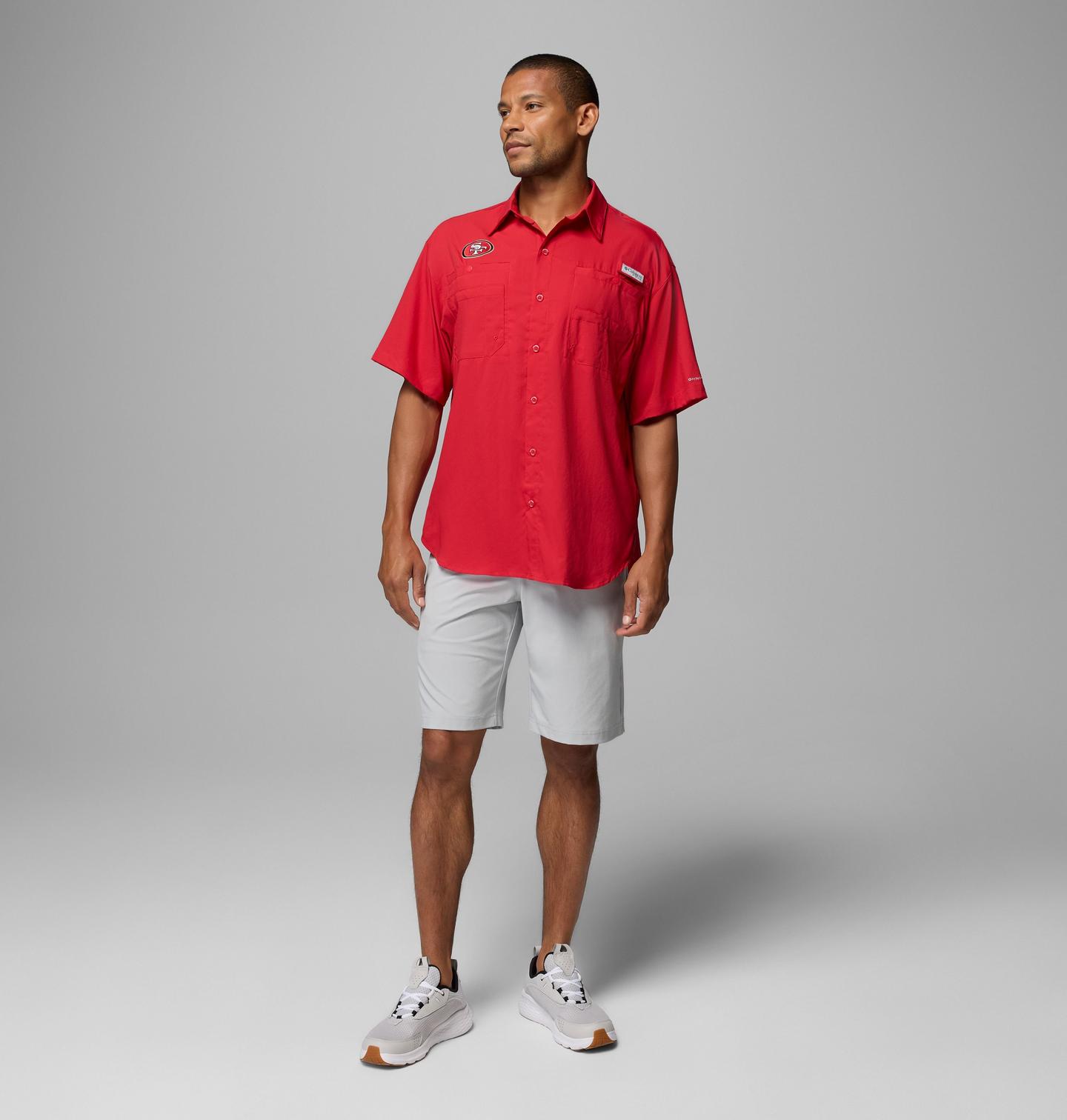 Мужская рубашка Columbia PFG Tamiami Short Sleeve Shirt - San Francisco 49ers, цвет: Красный — фото 2