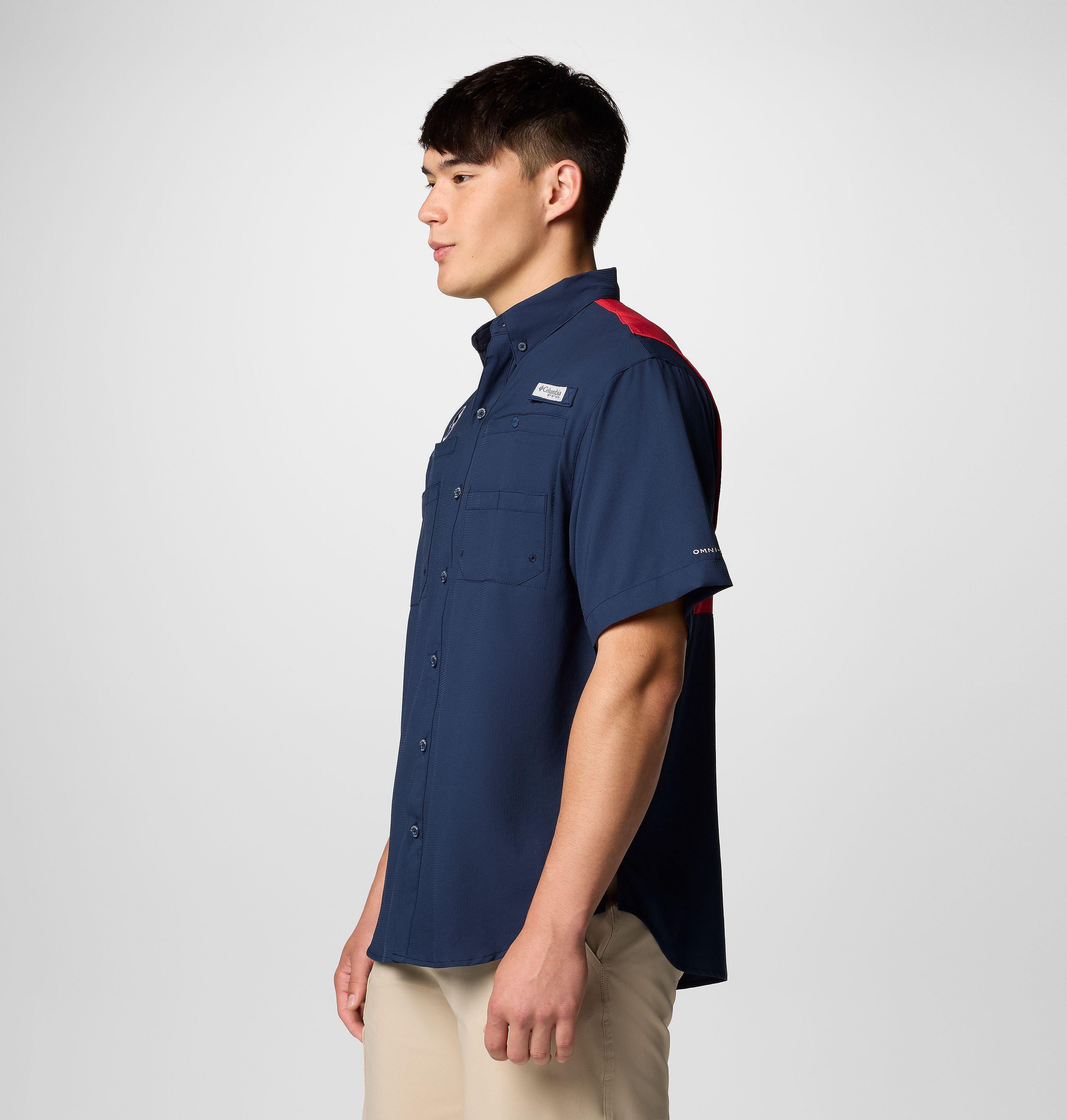 Men's PFG Tamiami Colorblocked Short Sleeve Shirt - Houston Texans 3