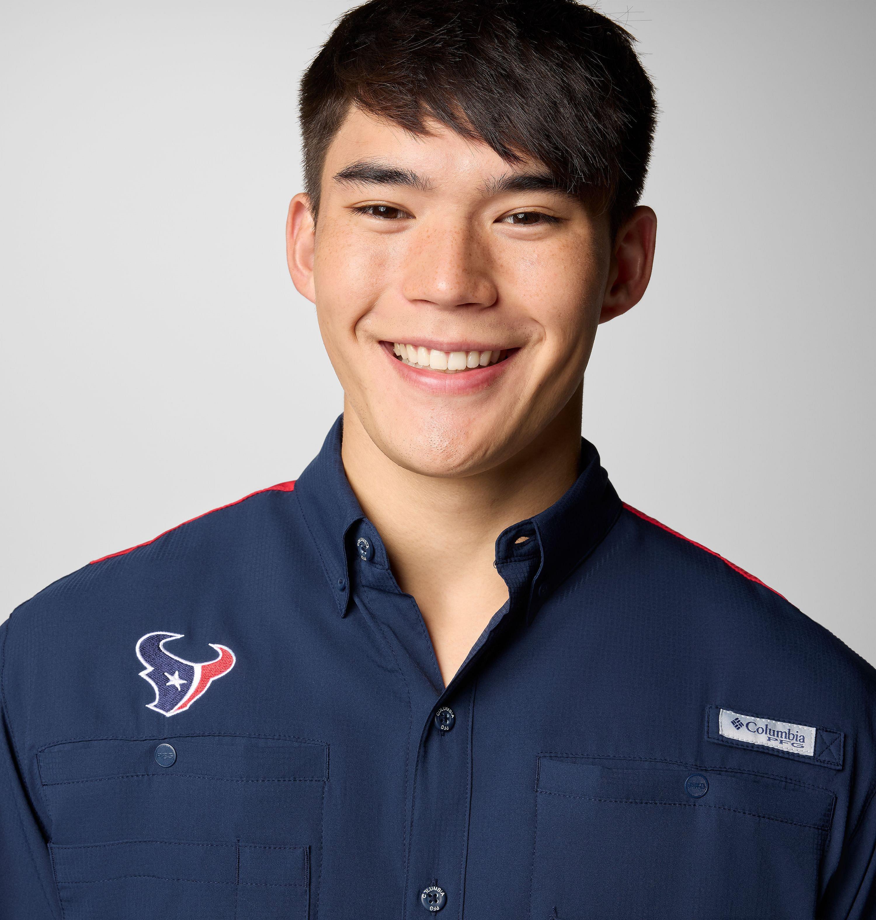 Men's PFG Tamiami Colorblocked Short Sleeve Shirt - Houston Texans 4